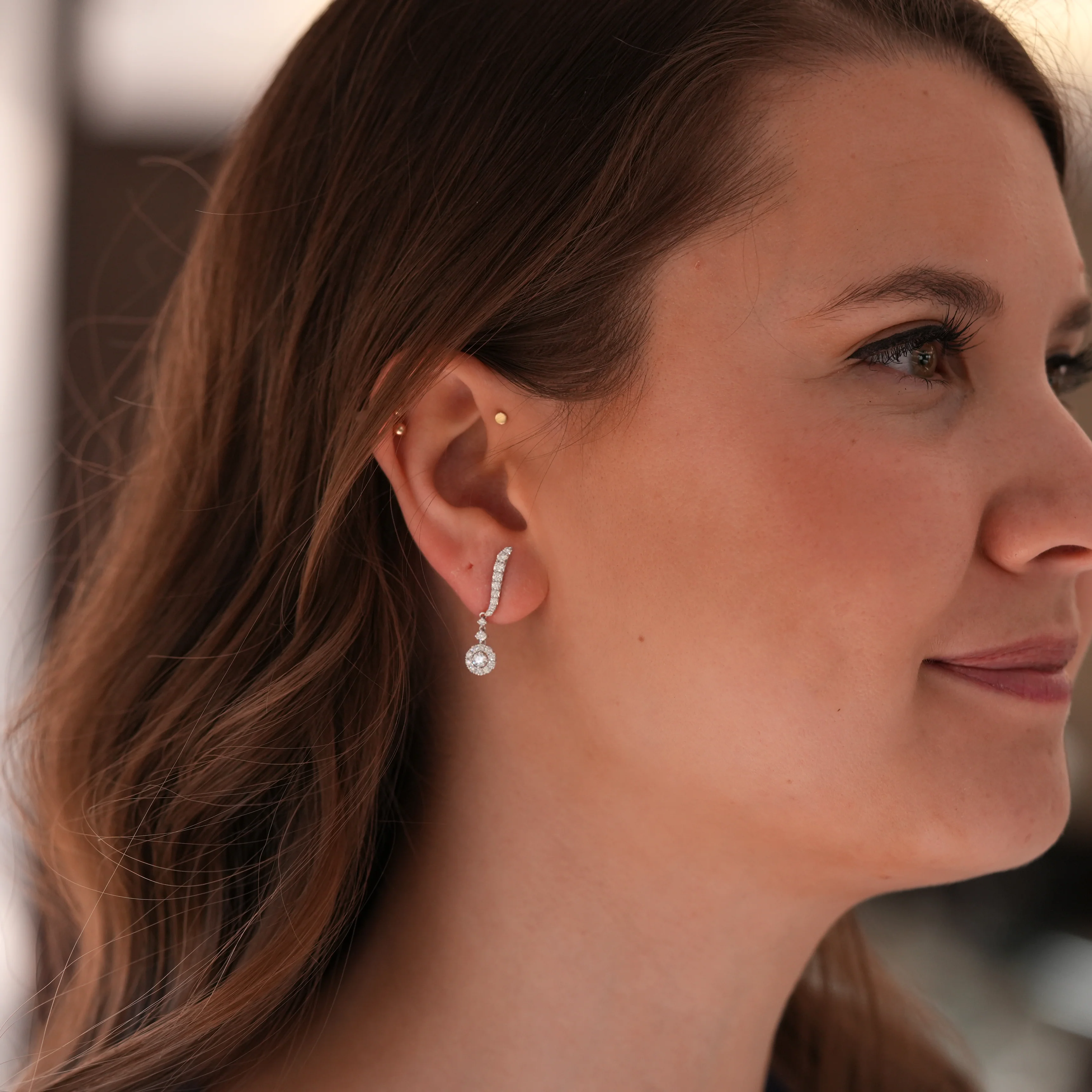 Hearts On Fire Vela Diamond Drop Earrings in 18k White Gold - Image 3