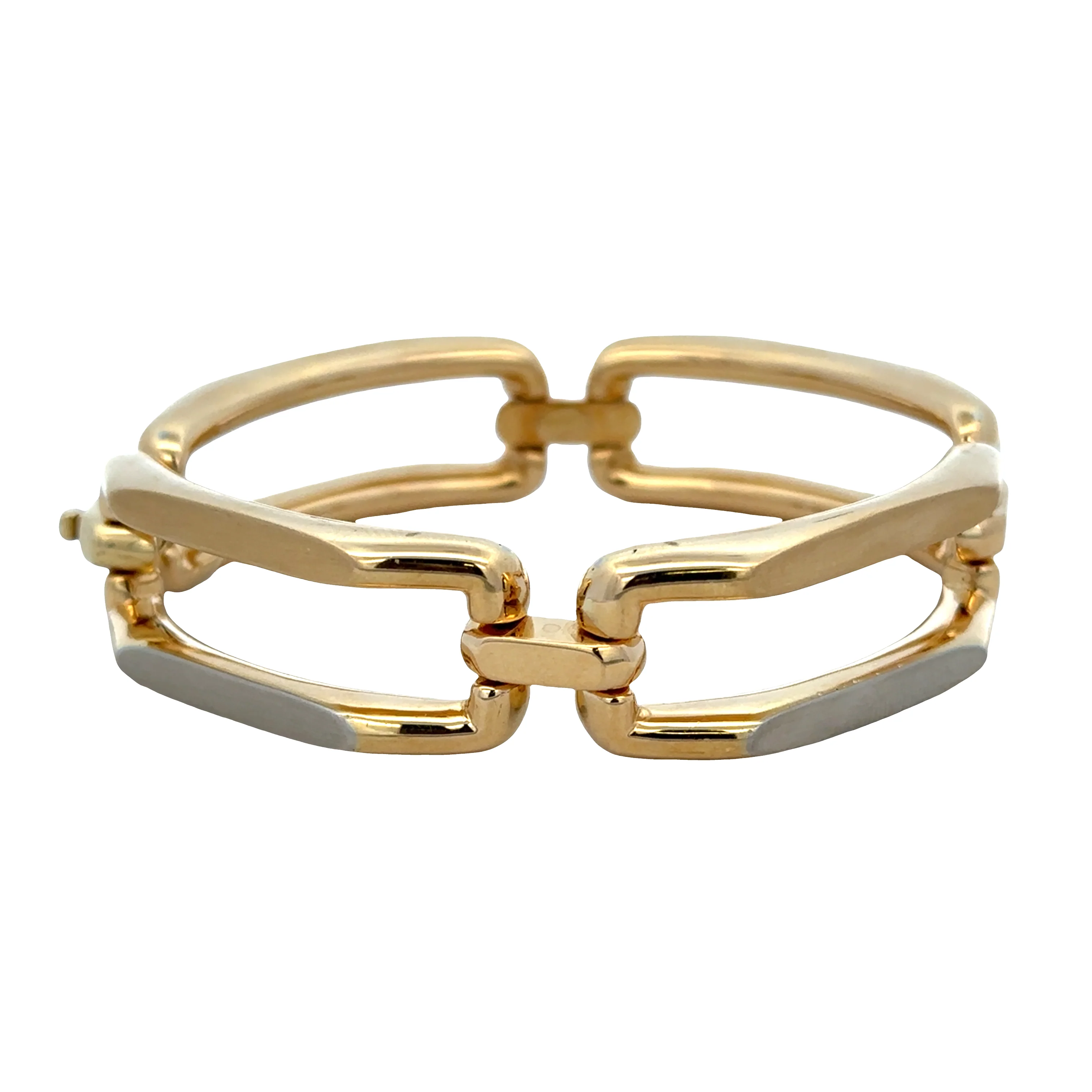 Modern 18k Yellow Gold Geometric Open-Link Bracelet – 7"
