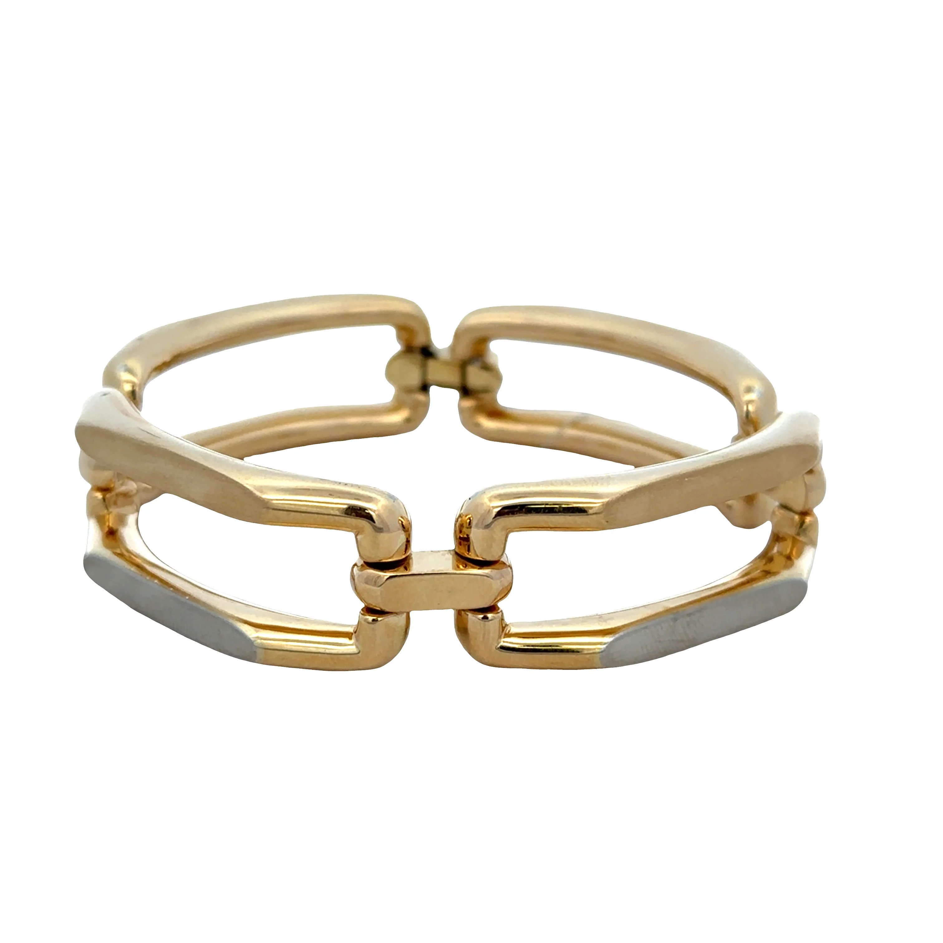 Modern 18k Yellow Gold Geometric Open-Link Bracelet – 7" - Image 2