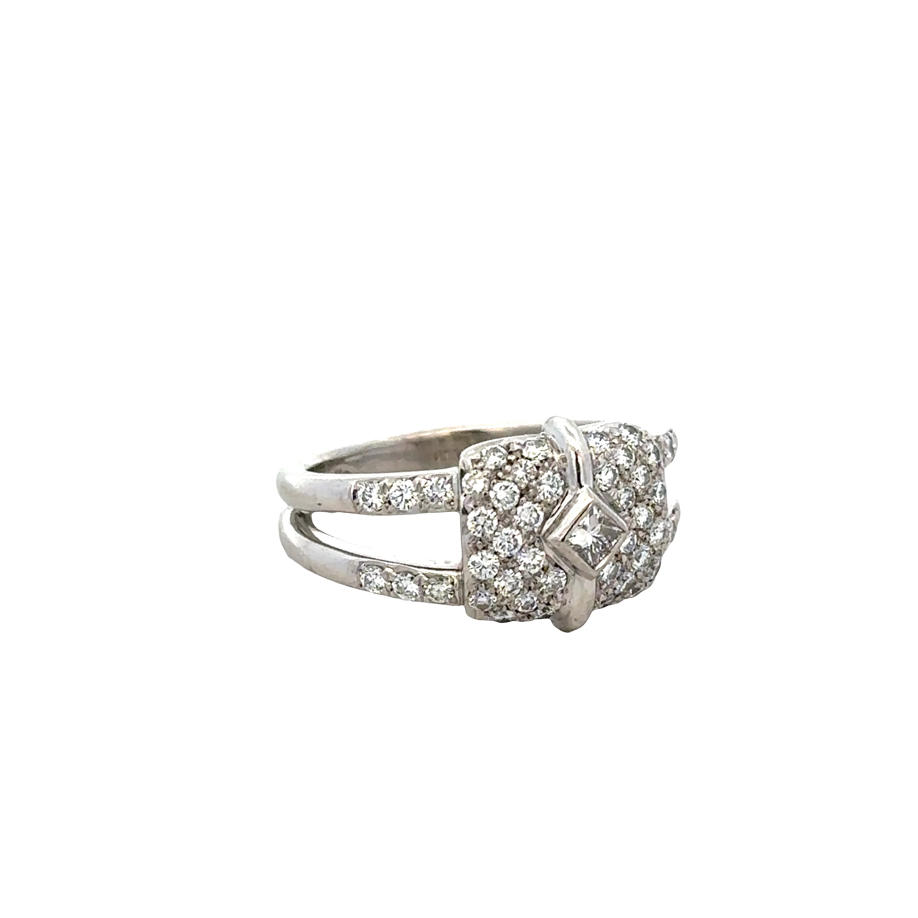Modern Platinum Split Shank Diamond Ring – Size 7.5 - Image 2
