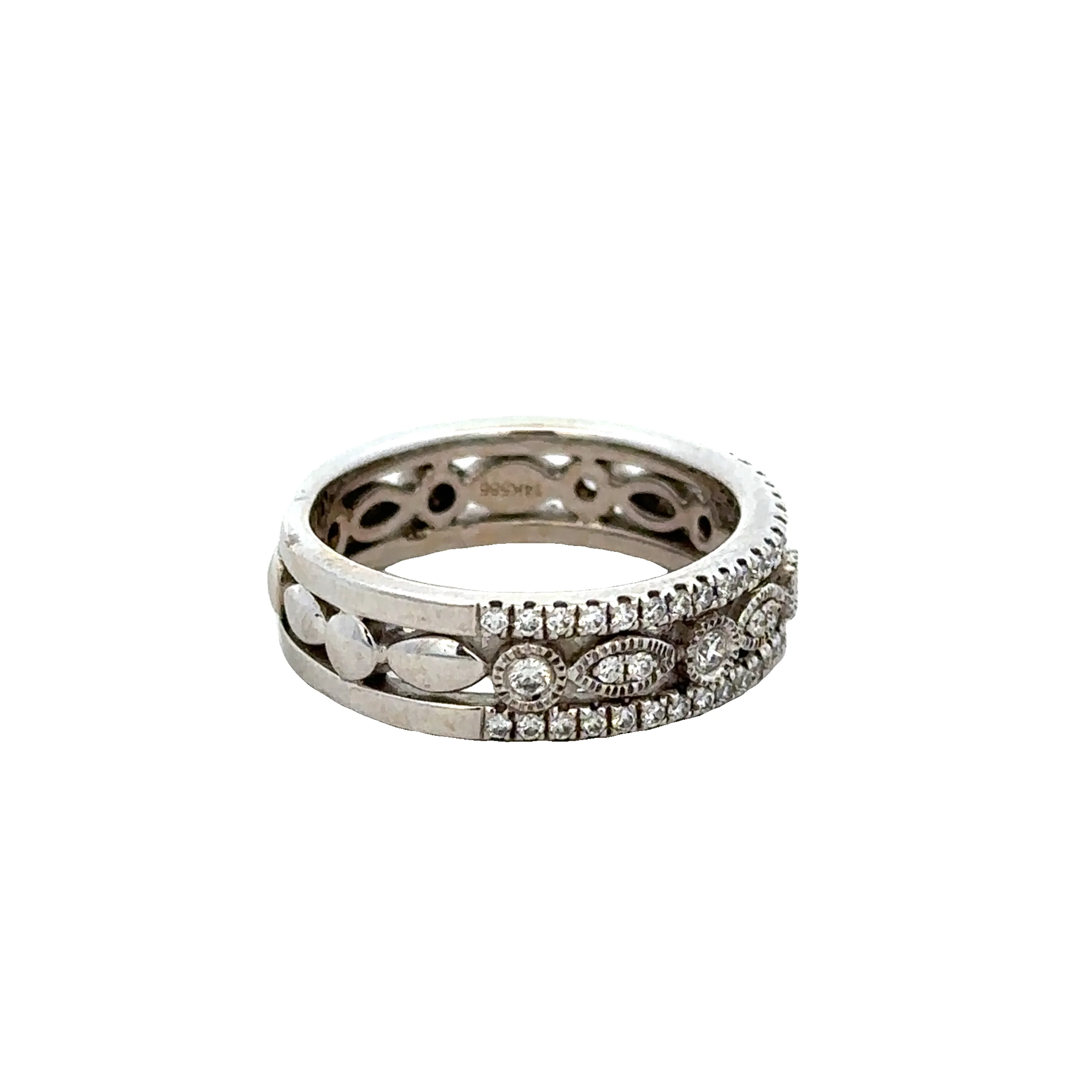 Openwork Diamond Band in White Gold - Image 2