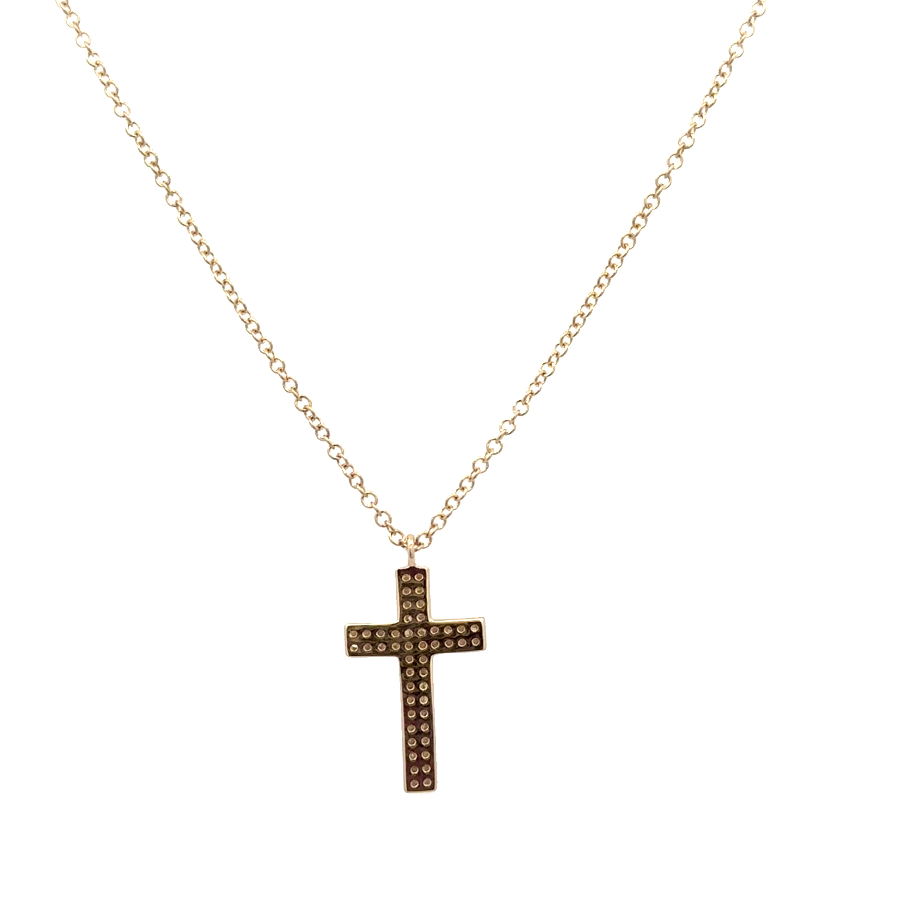 Petite Diamond Cross Pendant in Yellow Gold - Image 2