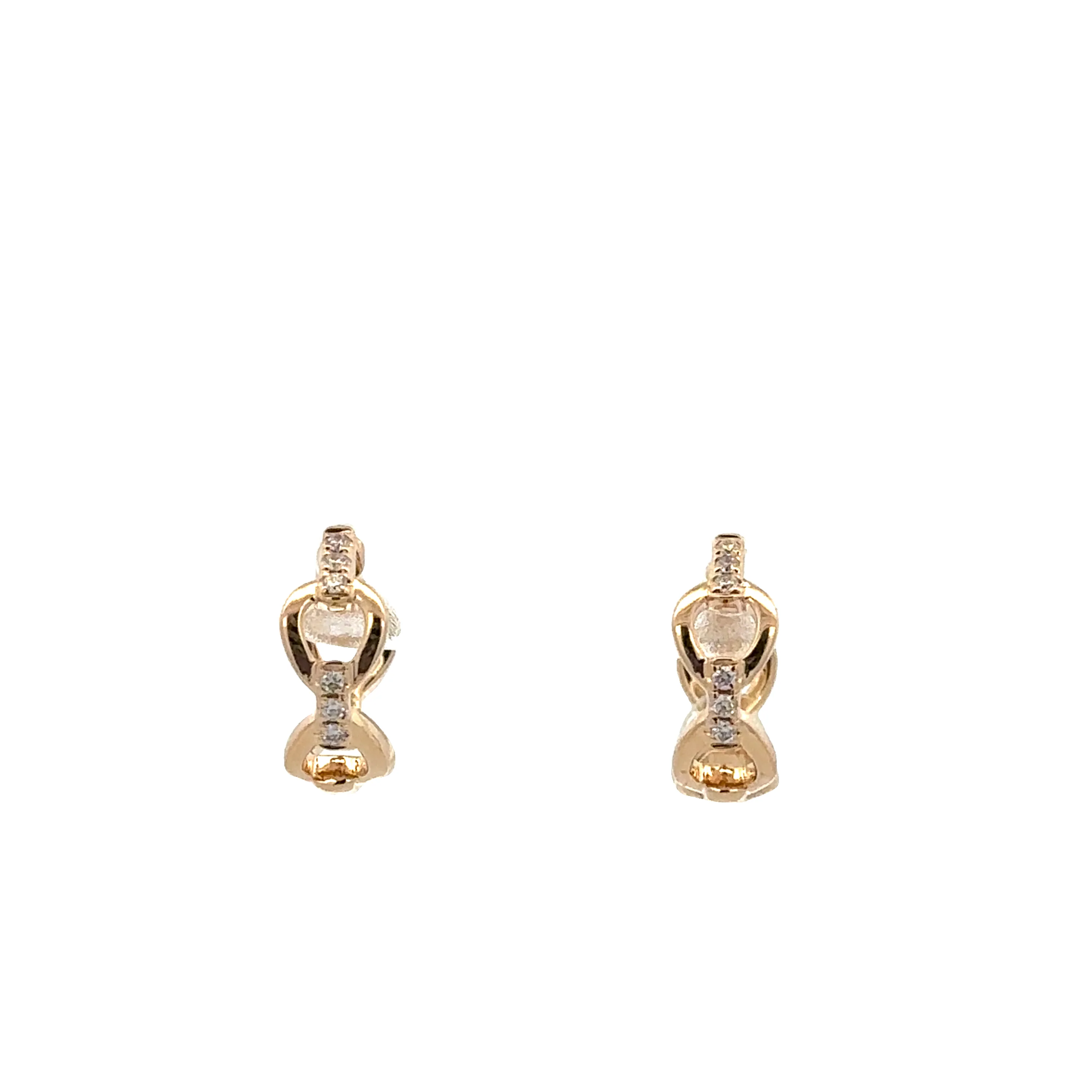 Petite Openwork Diamond Hoop Earrings in Yellow Gold - Image 2