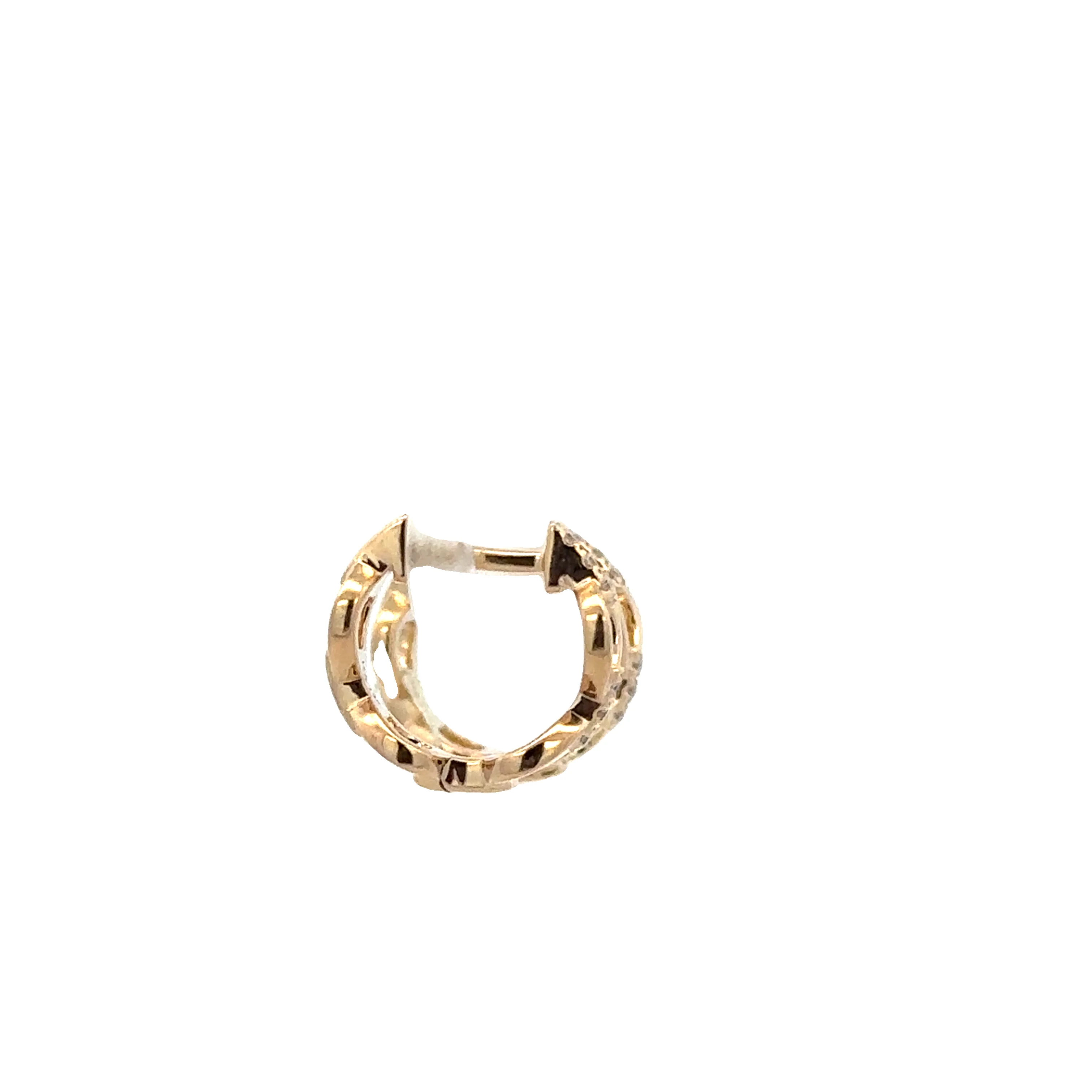 Petite Openwork Diamond Hoop Earrings in Yellow Gold - Image 3