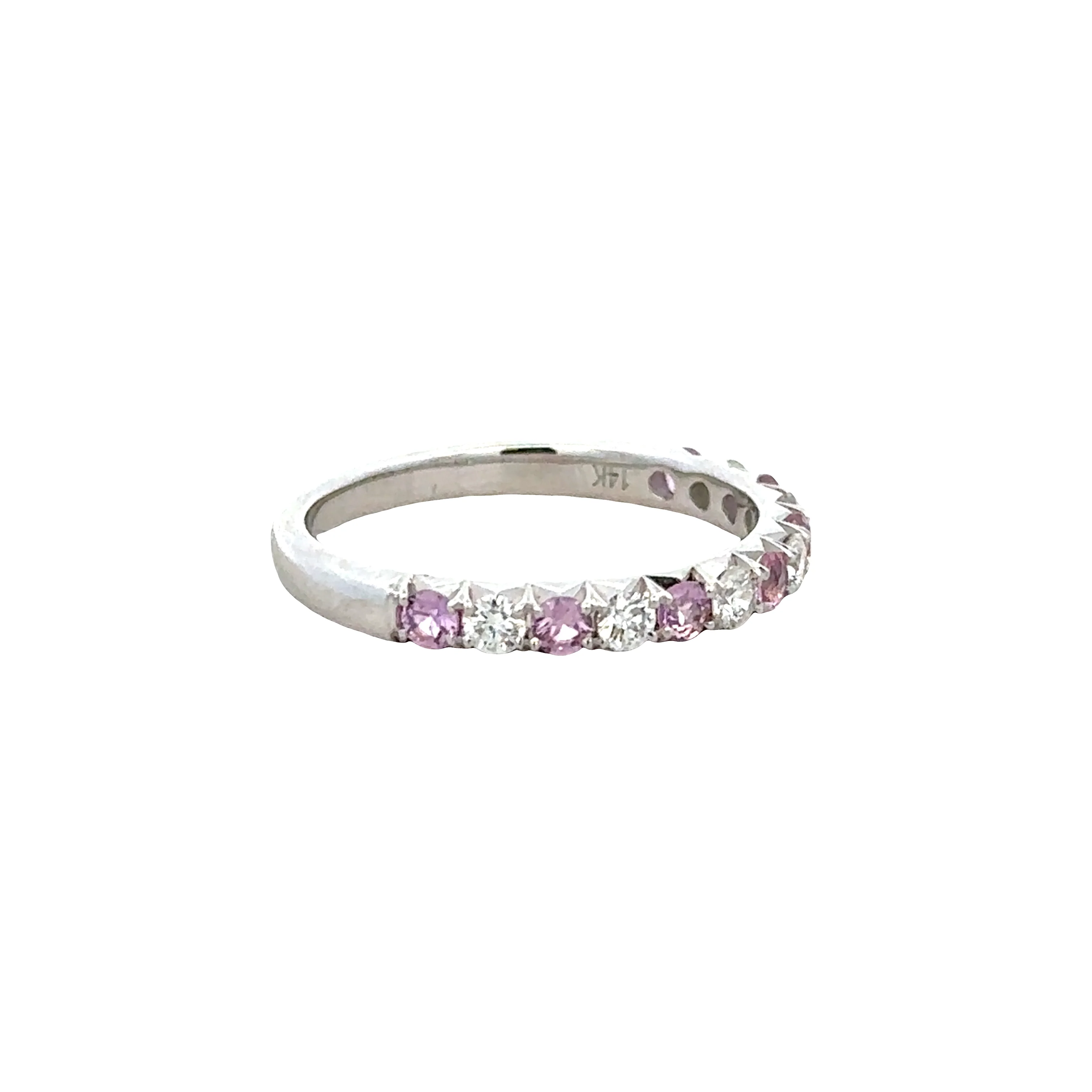 Pink Sapphire and Diamond Band in White Gold - Image 2