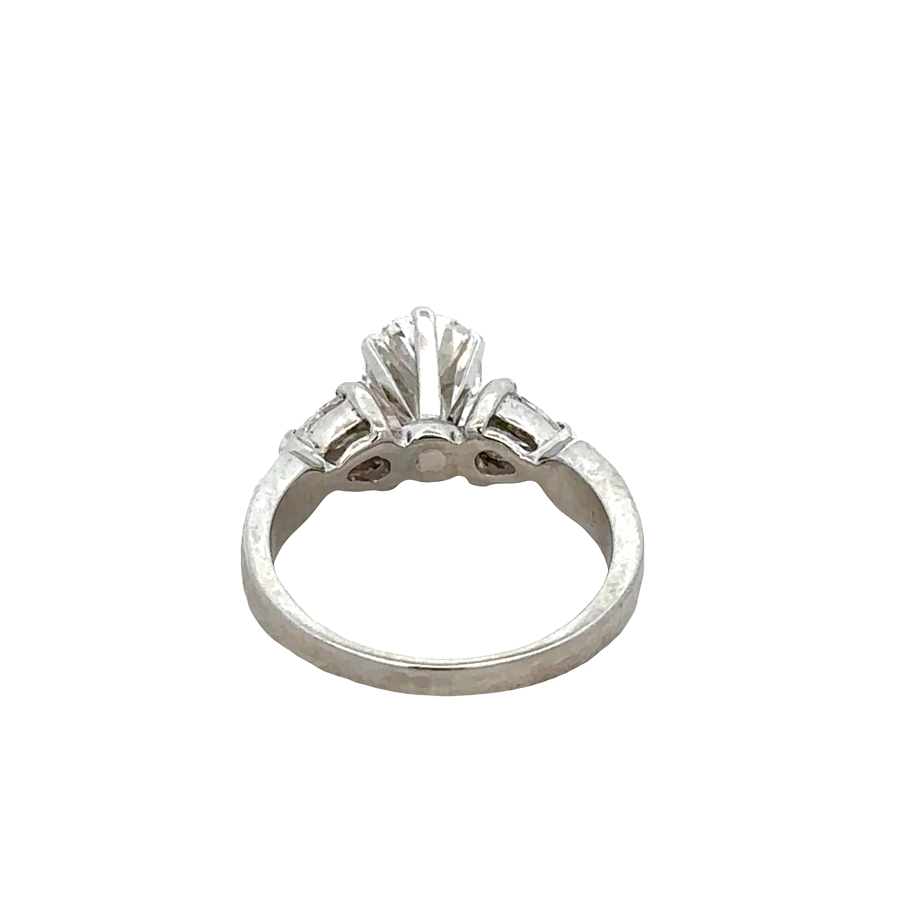 Platinum 1.23ct Oval Diamond Engagement Ring with Pear-Shaped Accents – Size 5 - Image 3