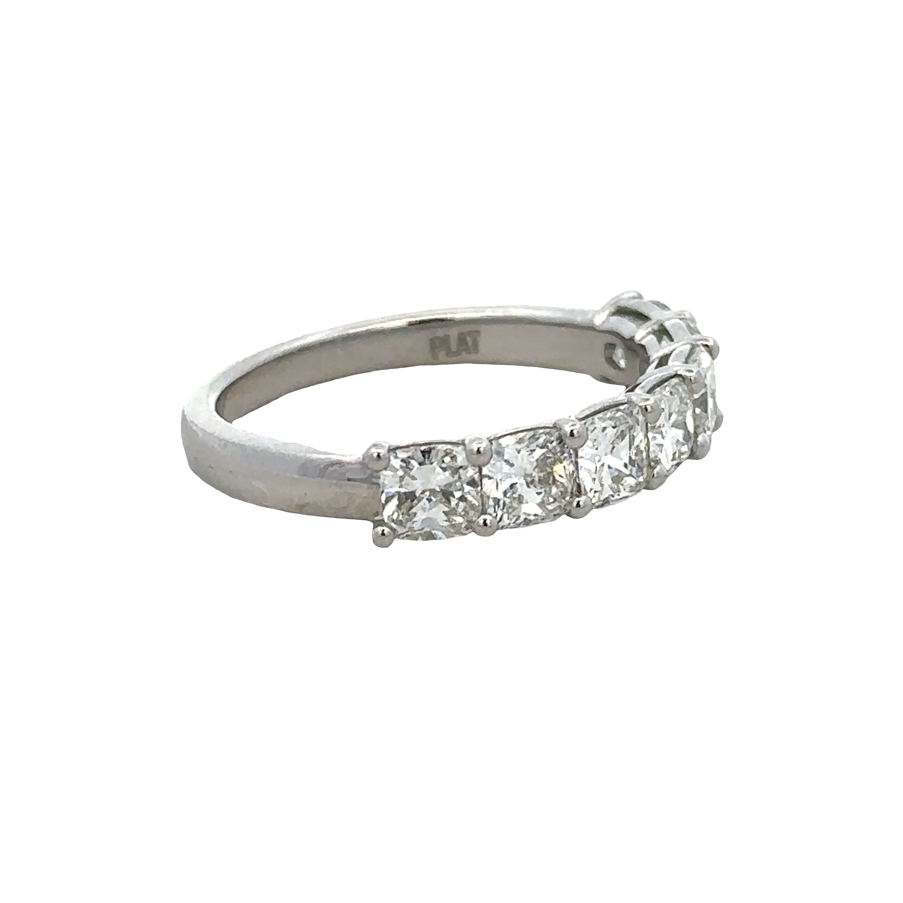 Platinum 2.10 Carat Cushion Cut Diamond Wedding Band – Size 7 - Image 2