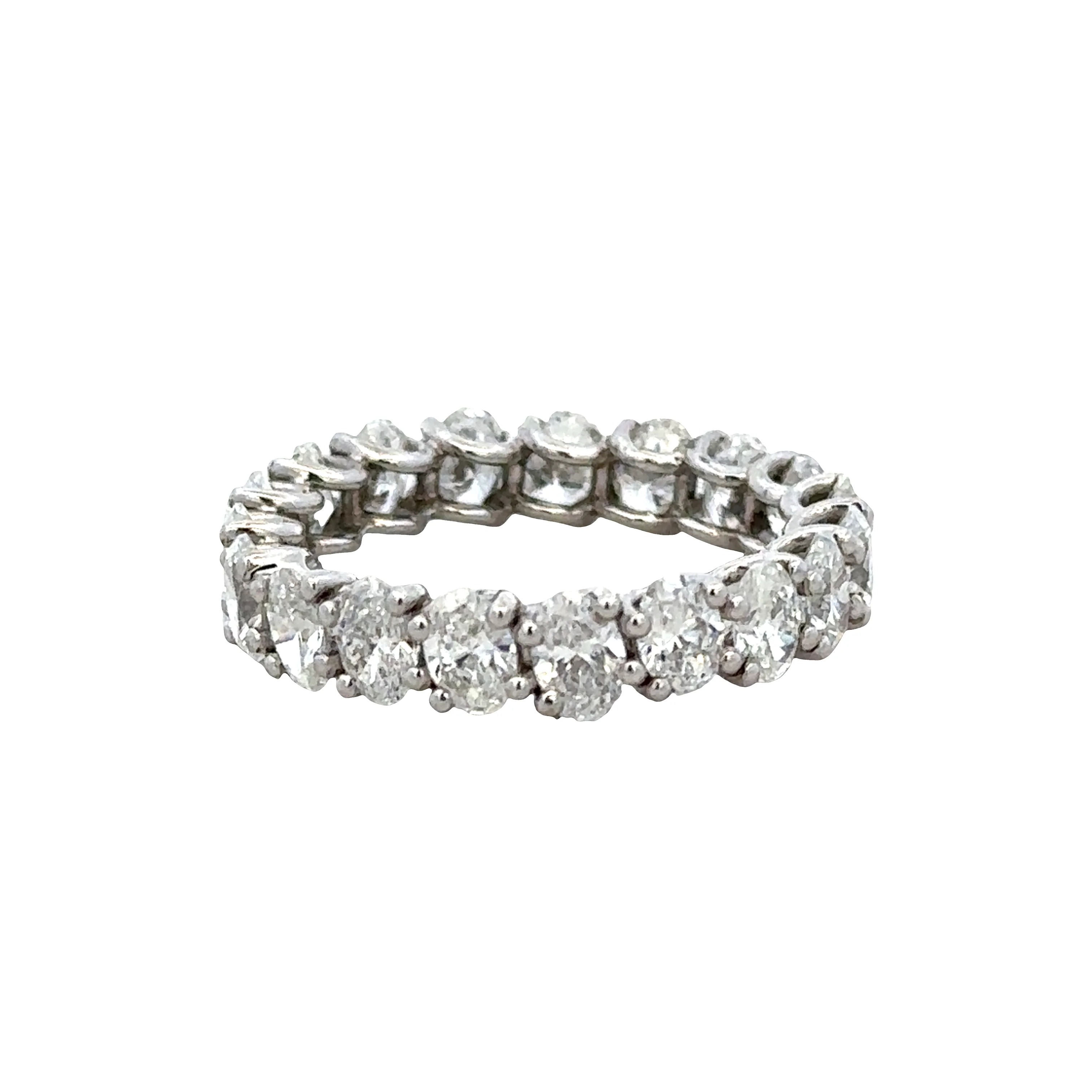 Platinum 3.55 Carat Oval Diamond Diagonal Wedding Band – Size 7