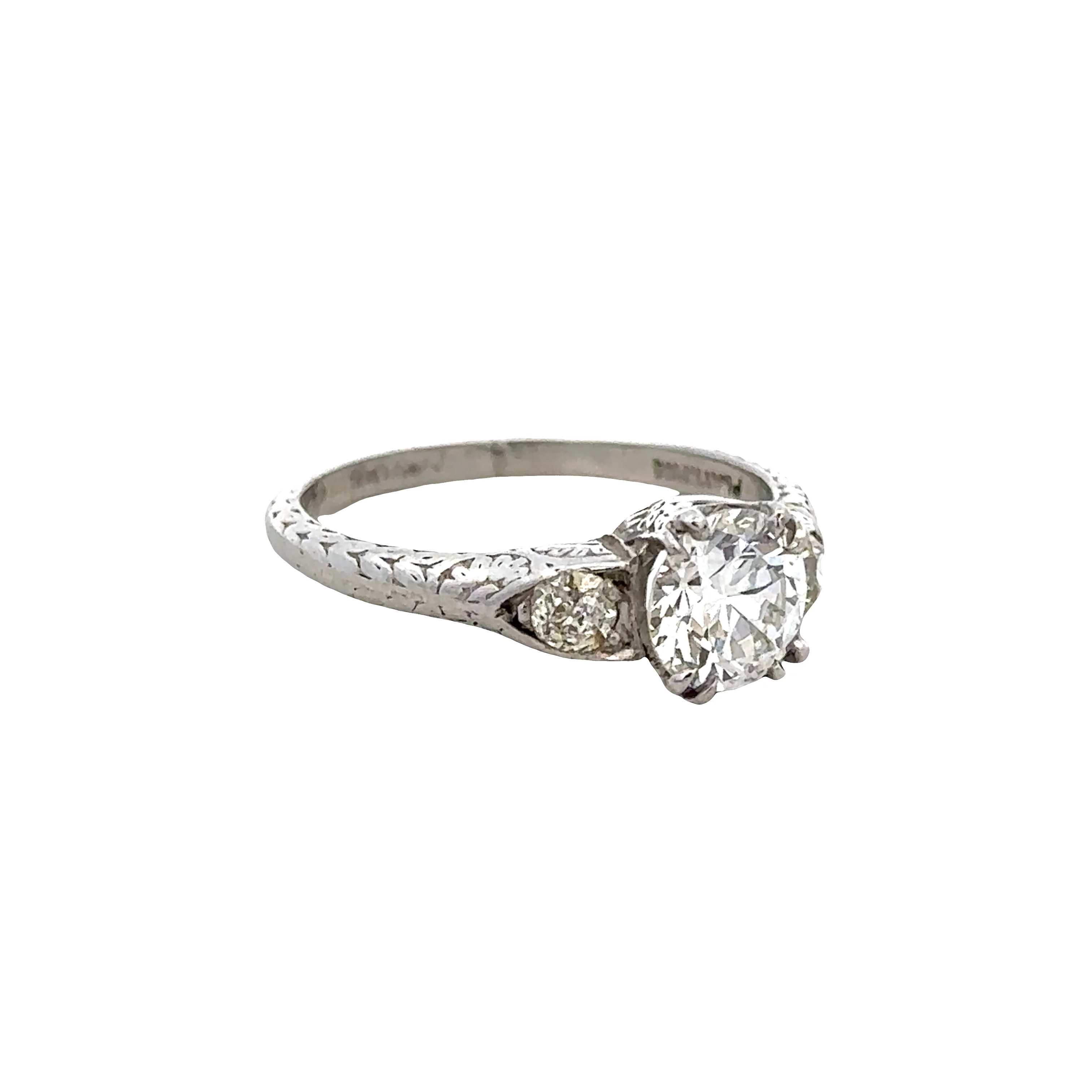 Platinum Art Deco Three-Stone Diamond Engagement Ring – Size 6.5, Circa 1930s - Image 2