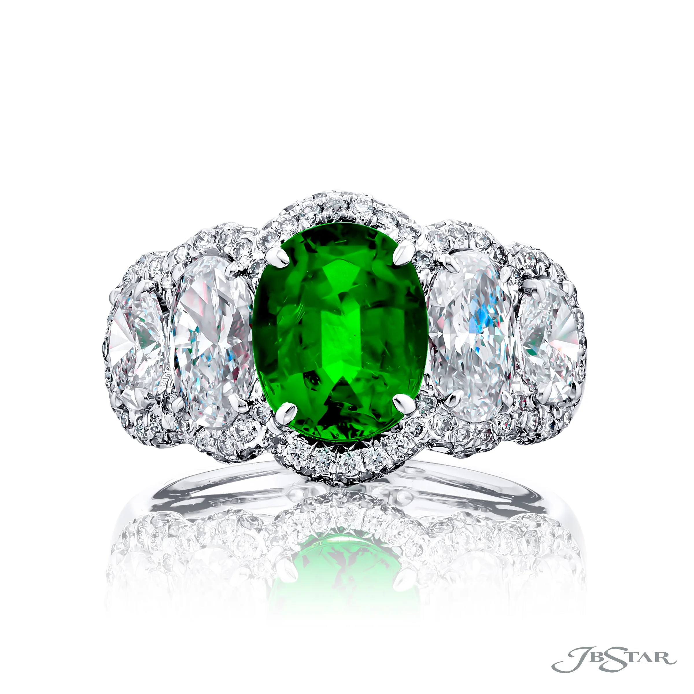 Platinum Colombian Emerald and Diamond Ring