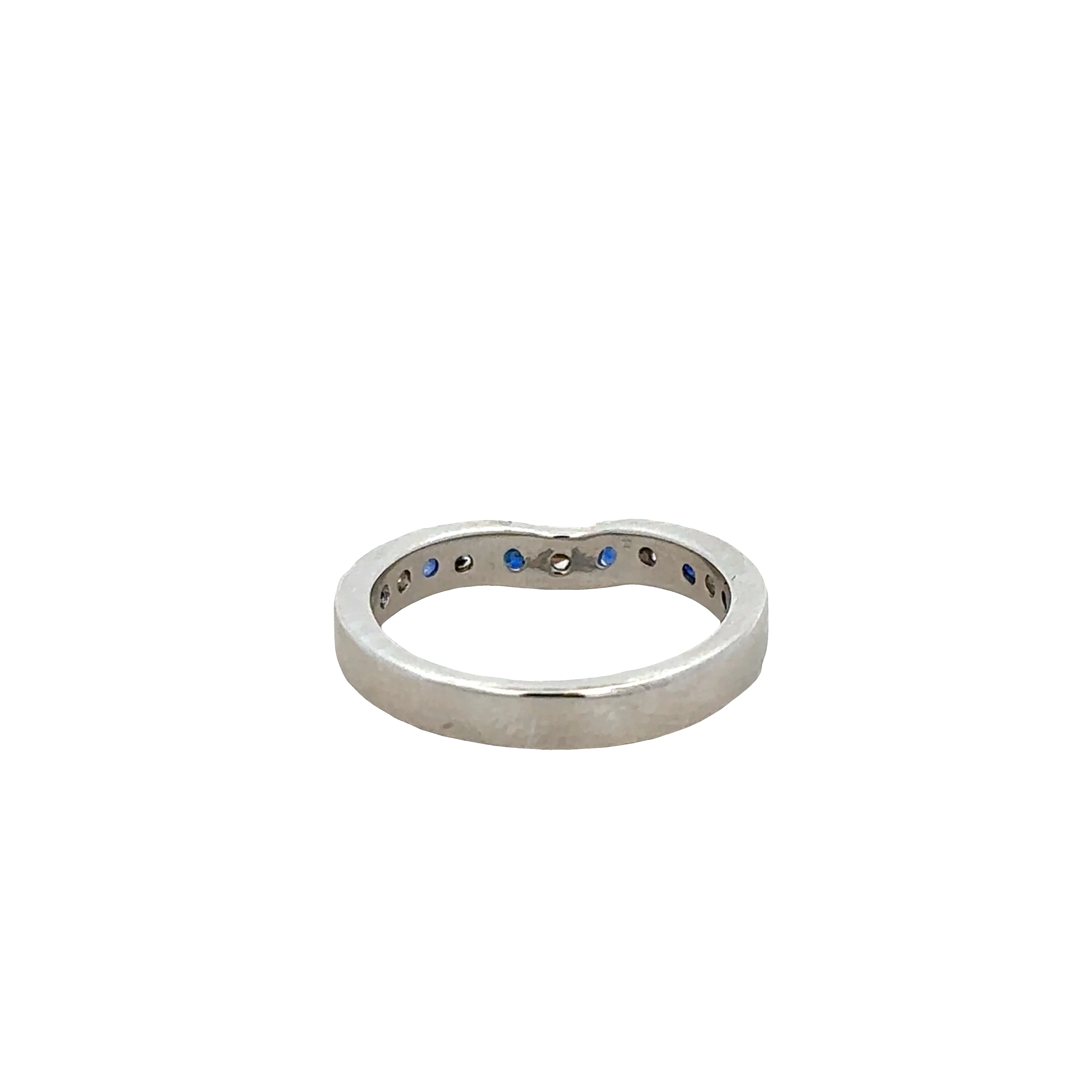 Platinum Contoured Sapphire and Diamond Band – Size 6.25 - Image 3