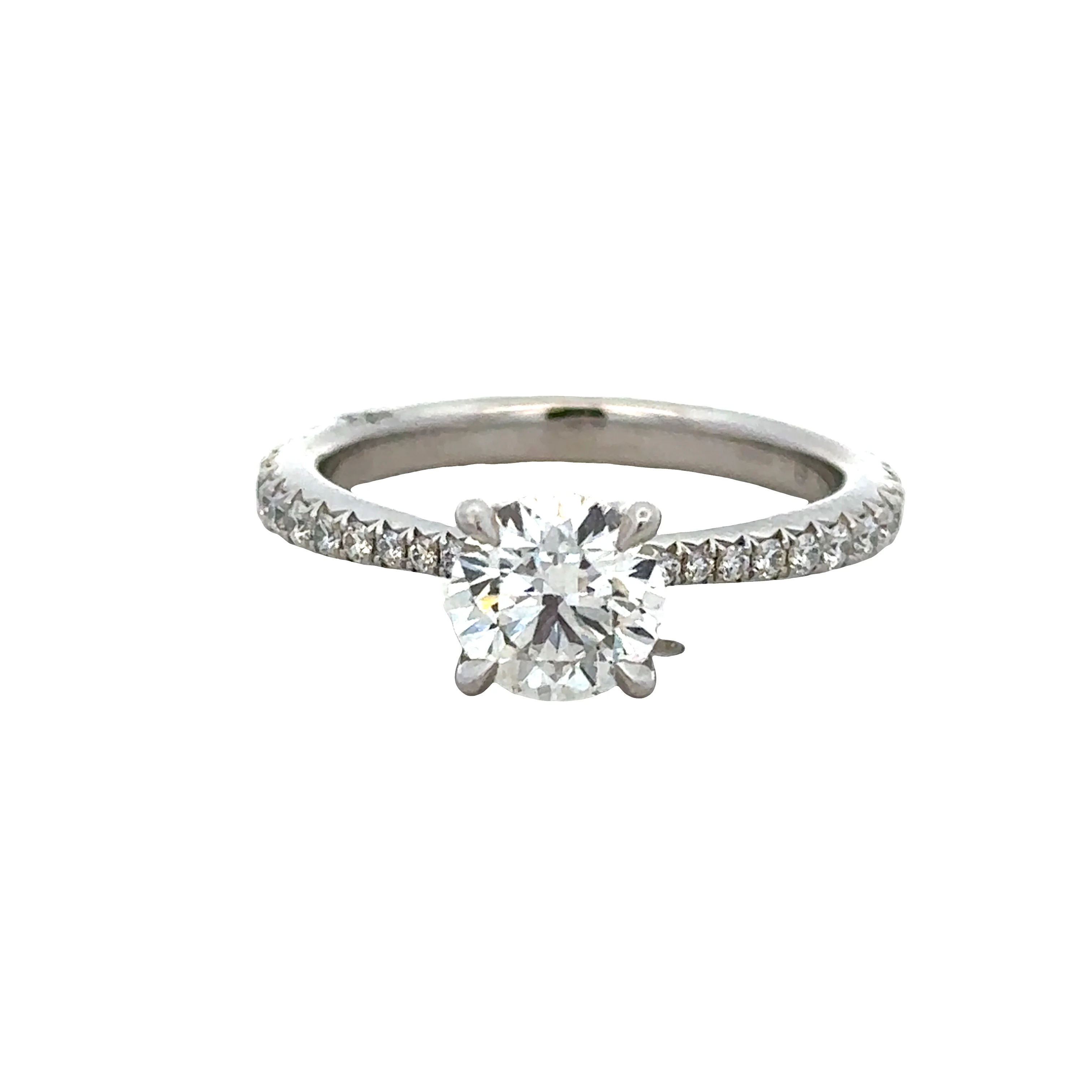 Platinum Diamond Engagement Ring with Accent Diamonds – Size 6.5