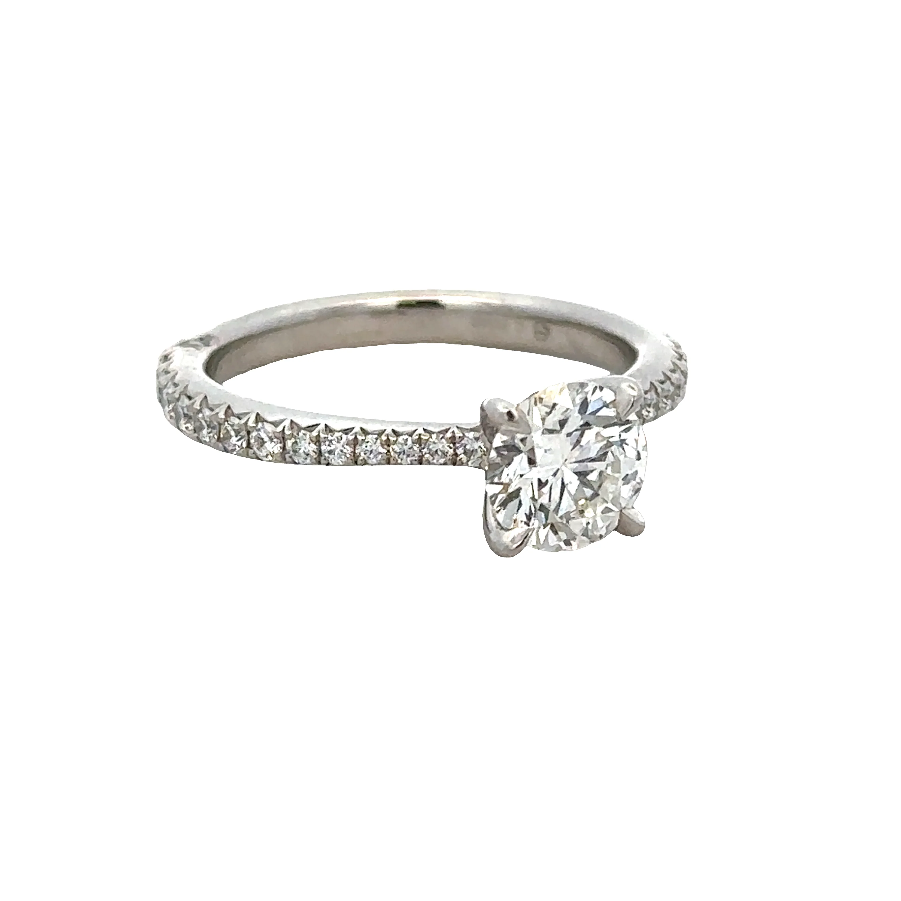 Platinum Diamond Engagement Ring with Accent Diamonds – Size 6.5 - Image 2