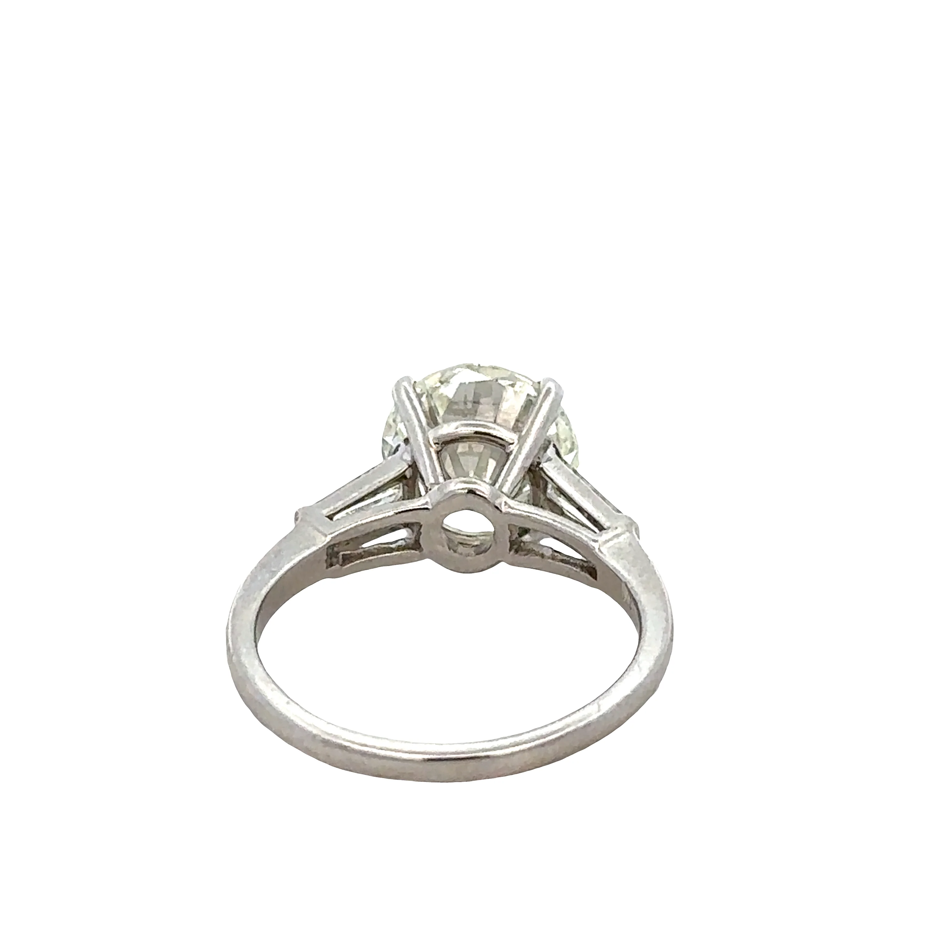 Platinum Diamond Engagement Ring with Tapered Baguette Accents - Image 3