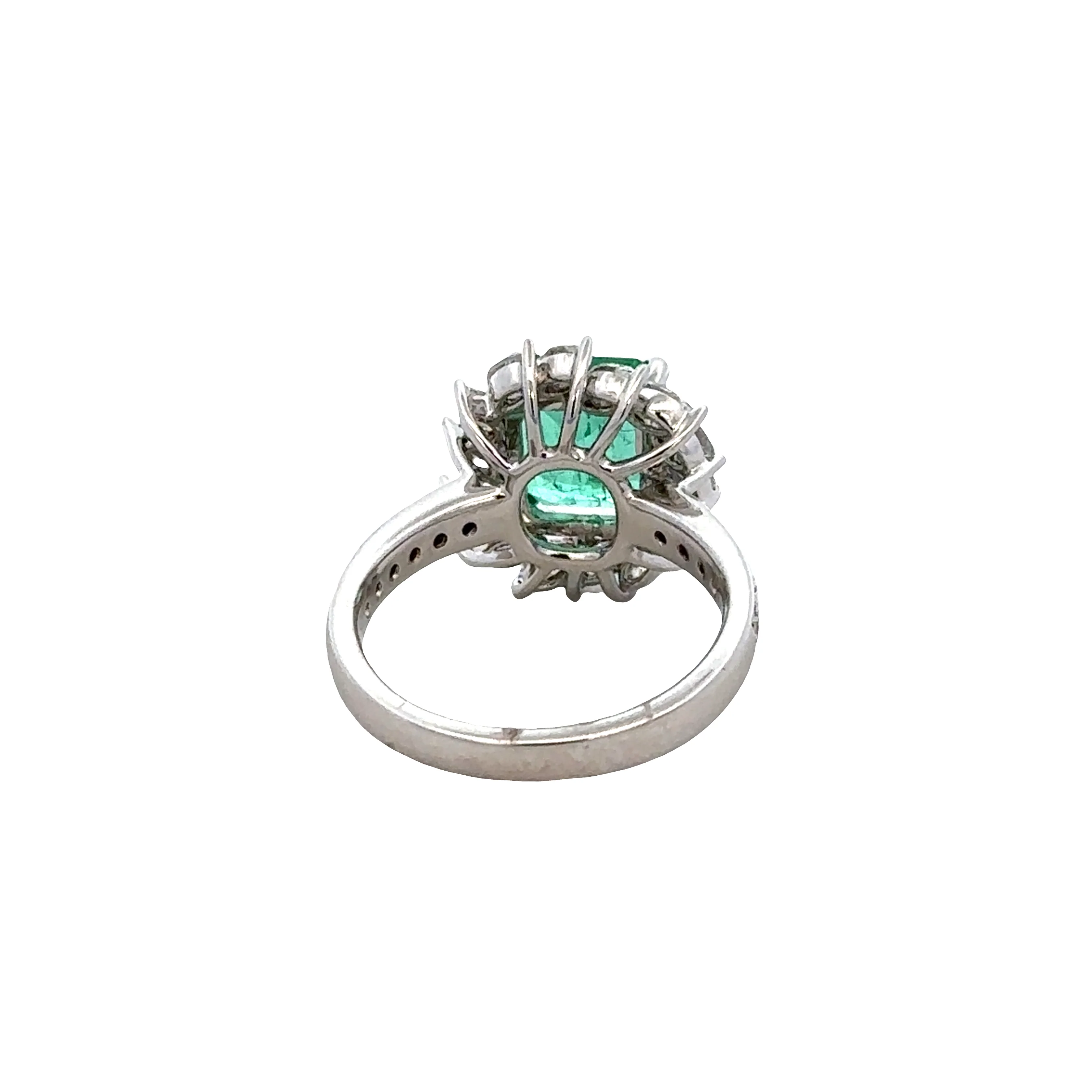 Platinum Emerald and Marquise Diamond Halo Ring – Size 6 - Image 3