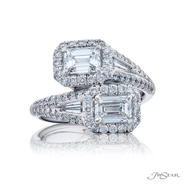 Platinum Emerald Cut Diamond "Toi et Moi" Ring – Size 6