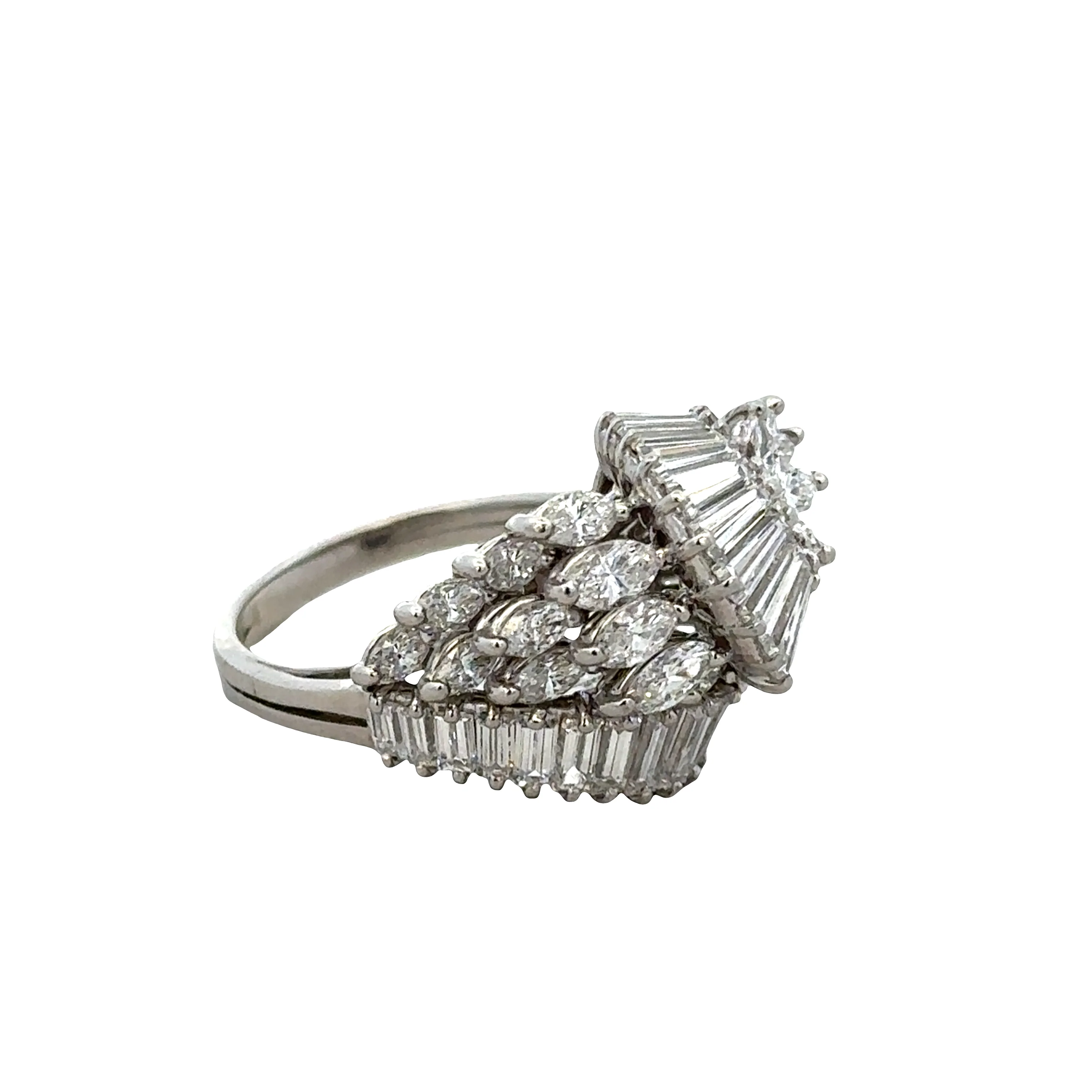 Platinum Mid-Century Diamond Spray Ring – Size 6, Circa 1950s - Image 2