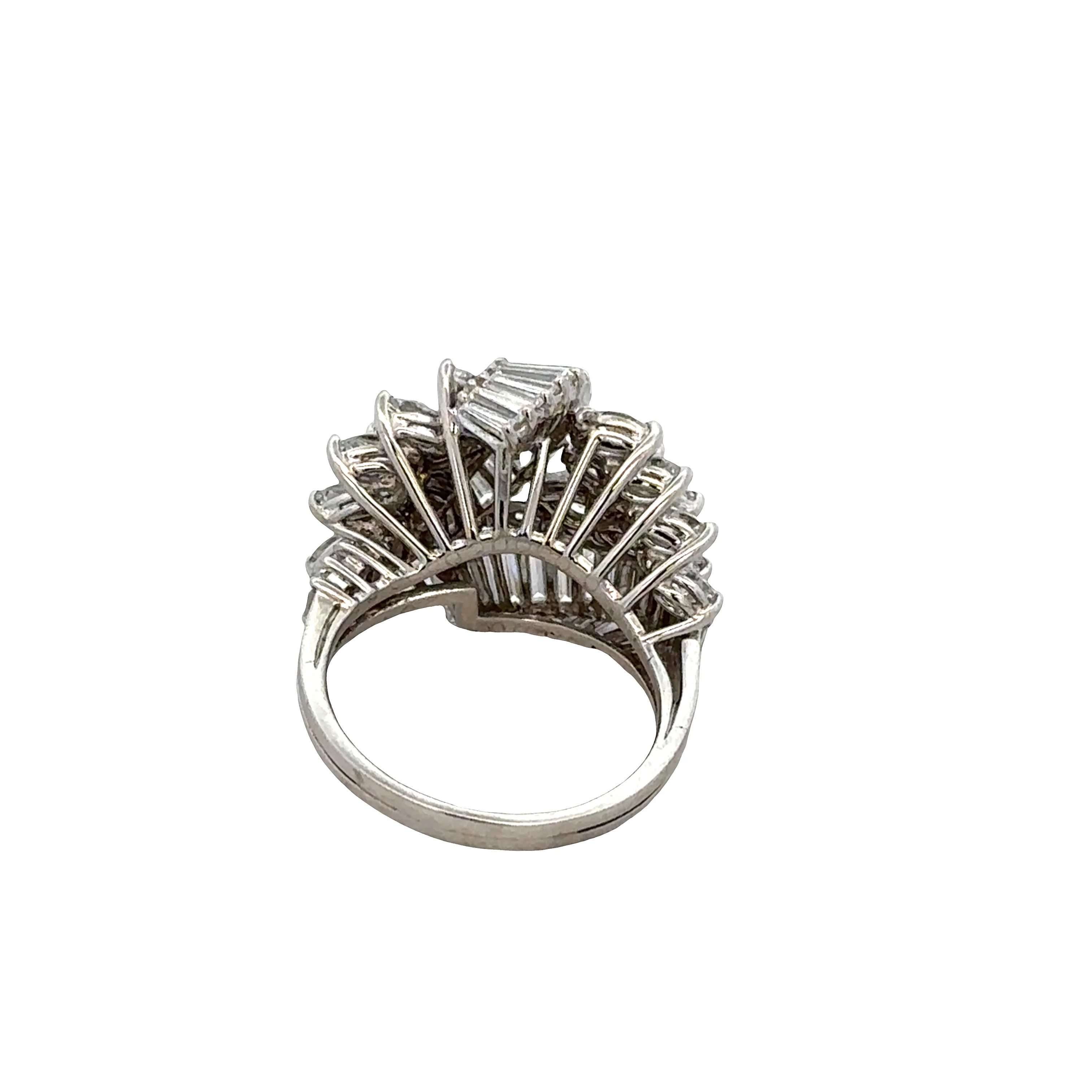 Platinum Mid-Century Diamond Spray Ring – Size 6, Circa 1950s - Image 3