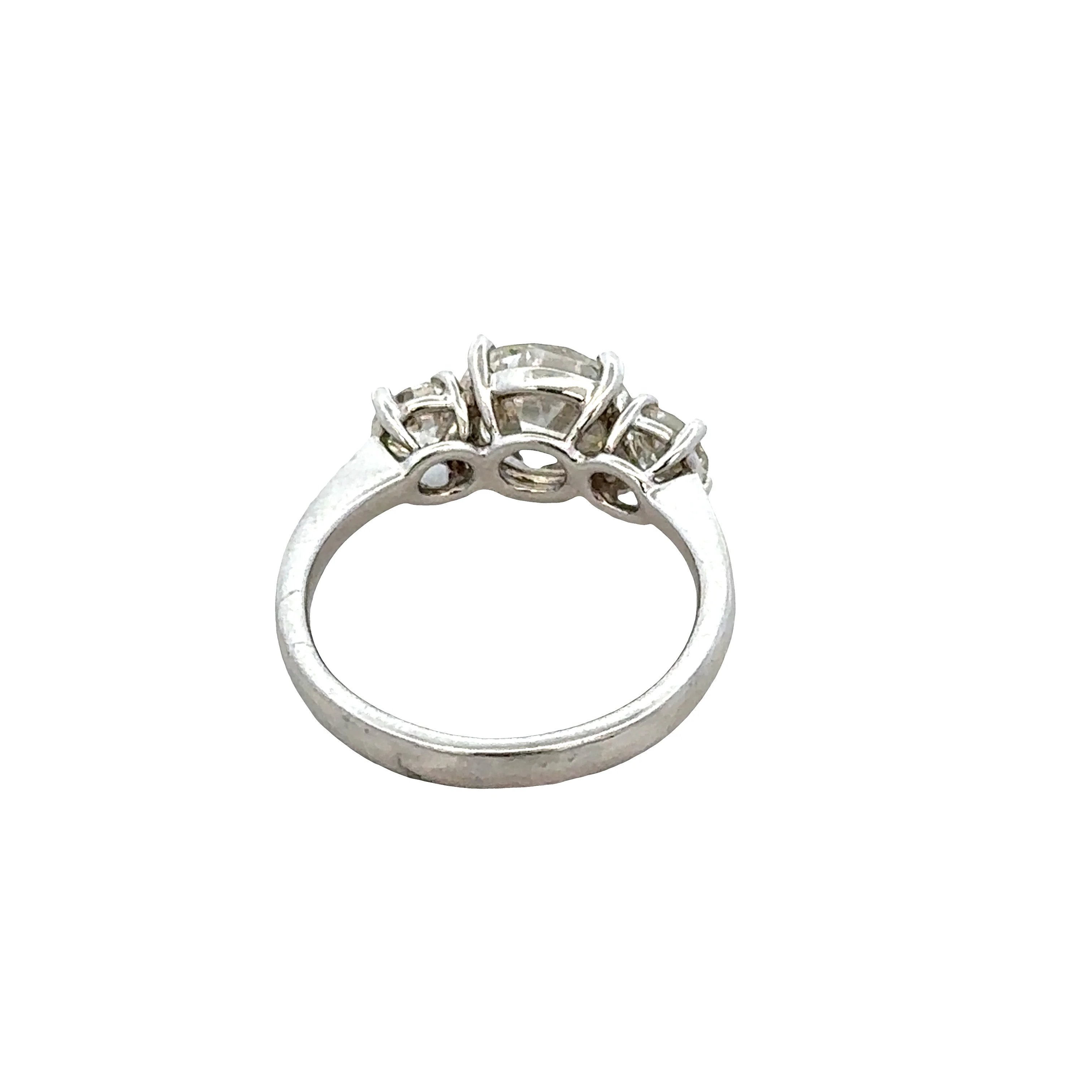 Platinum Old European Cut Diamond Three-Stone Engagement Ring – Size 8 - Image 3