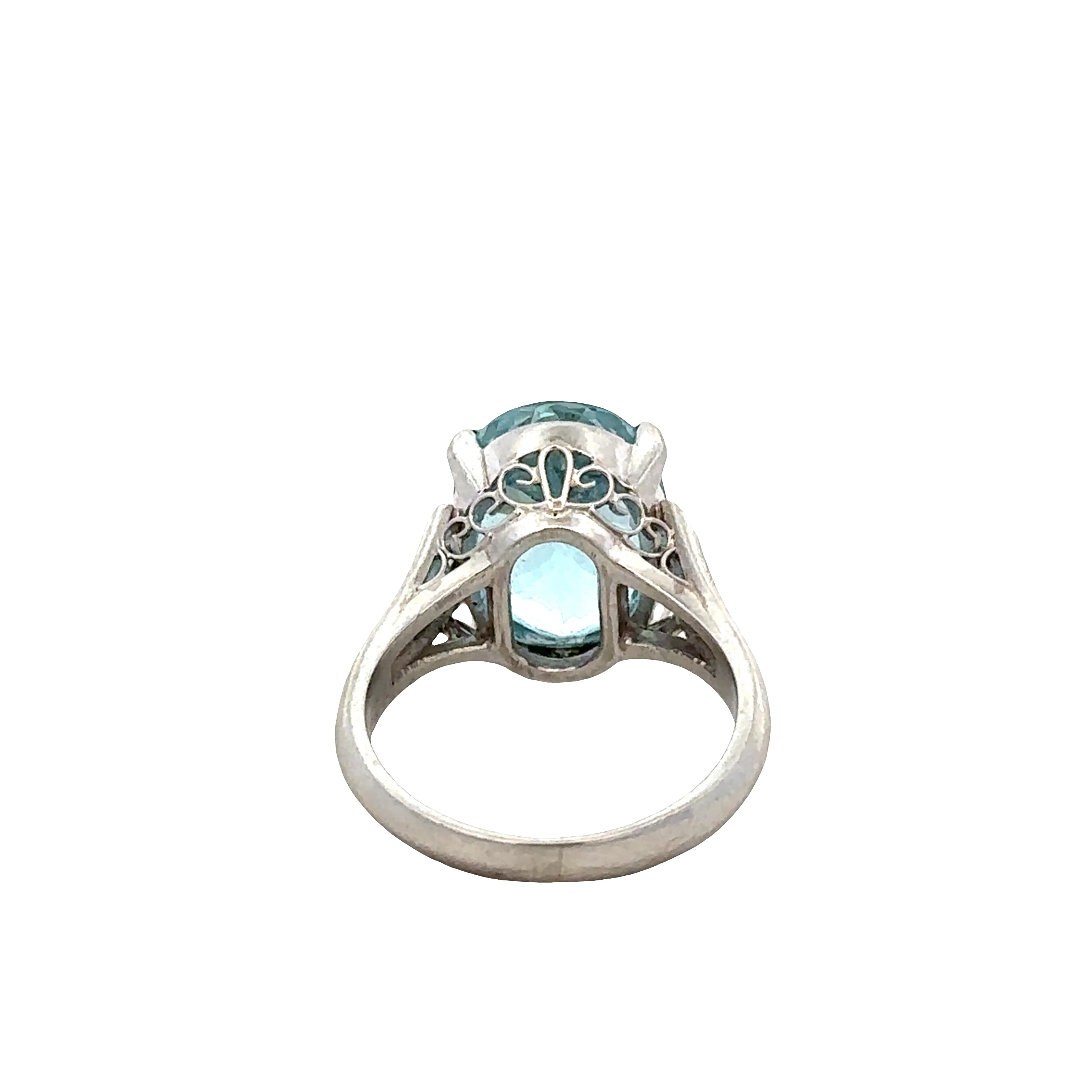 Platinum Oval Aquamarine Ring – Size 7 - Image 3
