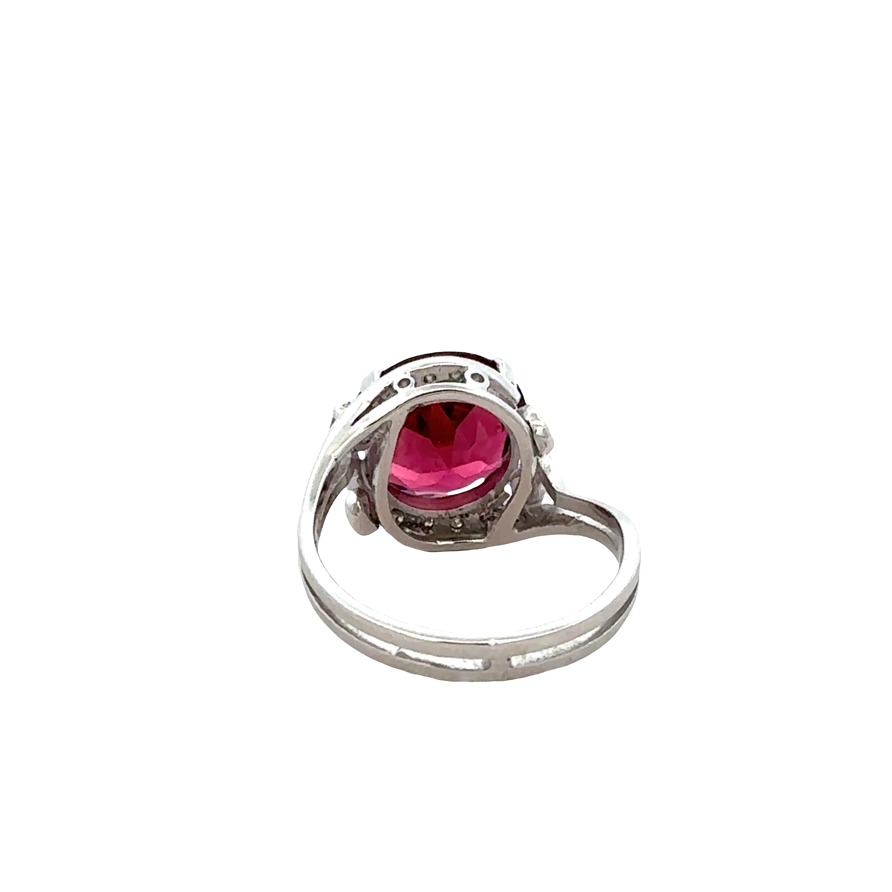 Platinum Pink Tourmaline & Diamond Swirl Halo Ring – Size 6.5 - Image 3