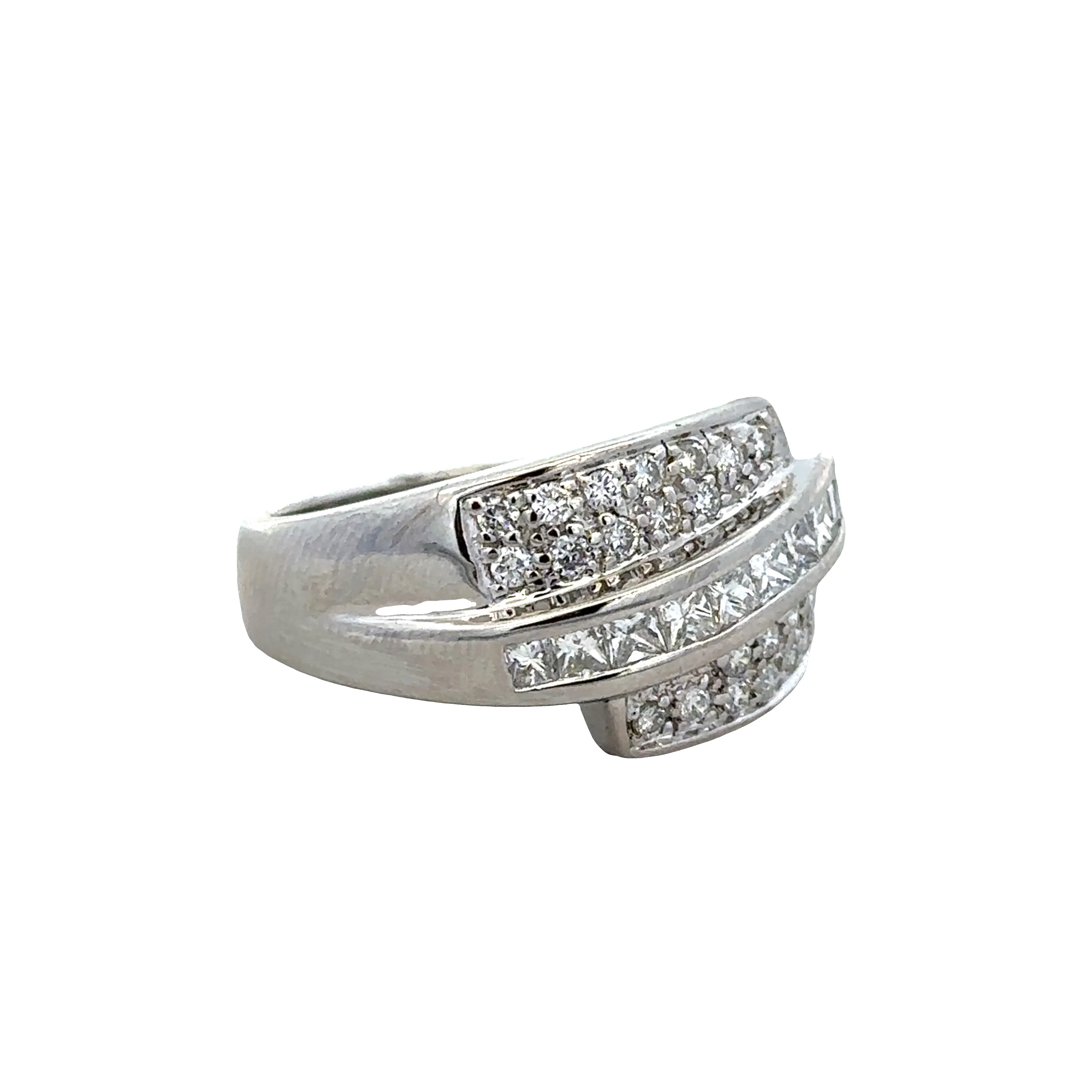 Platinum Princess & Round Diamond Swirl Fashion Ring – Size 9.25 - Image 2