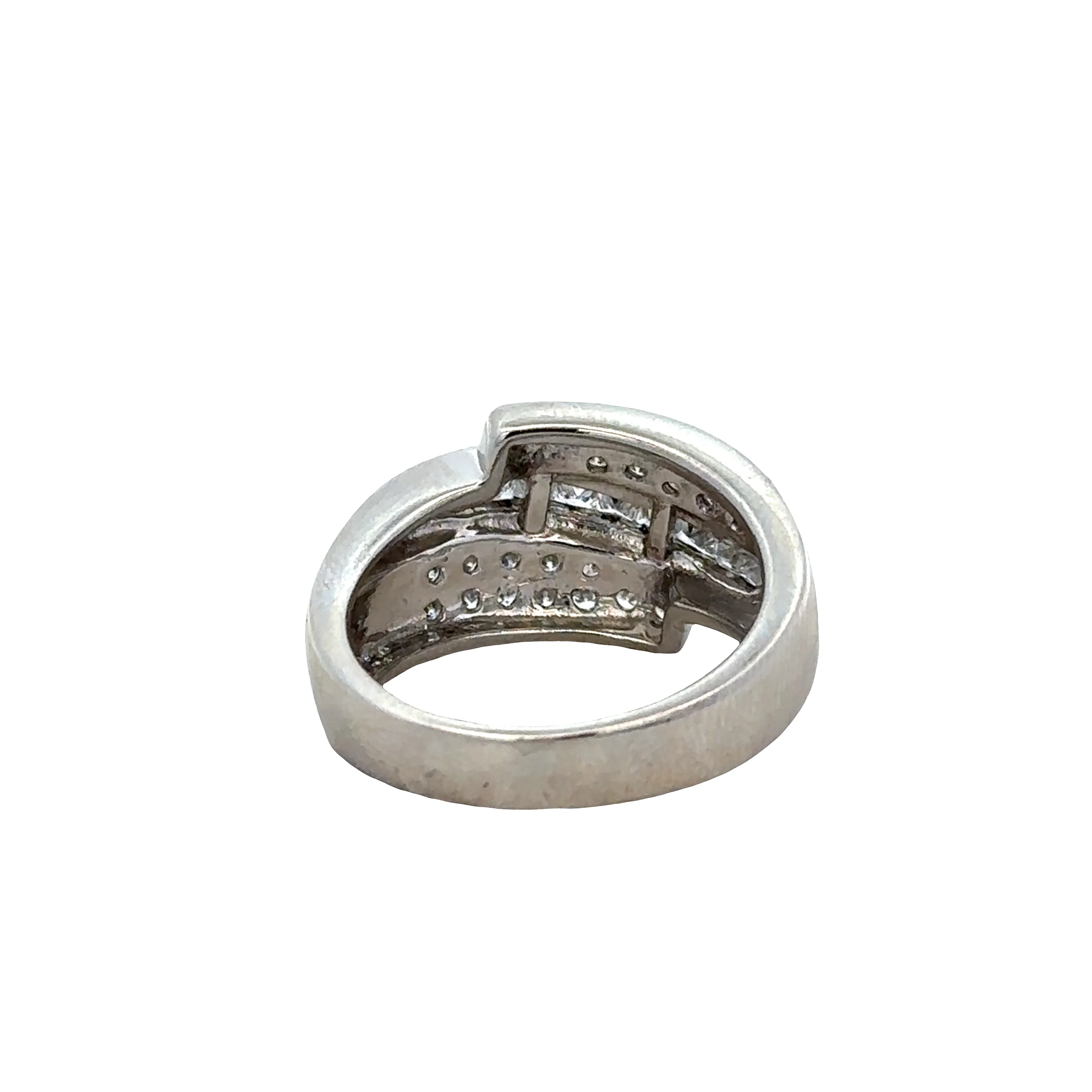 Platinum Princess & Round Diamond Swirl Fashion Ring – Size 9.25 - Image 3