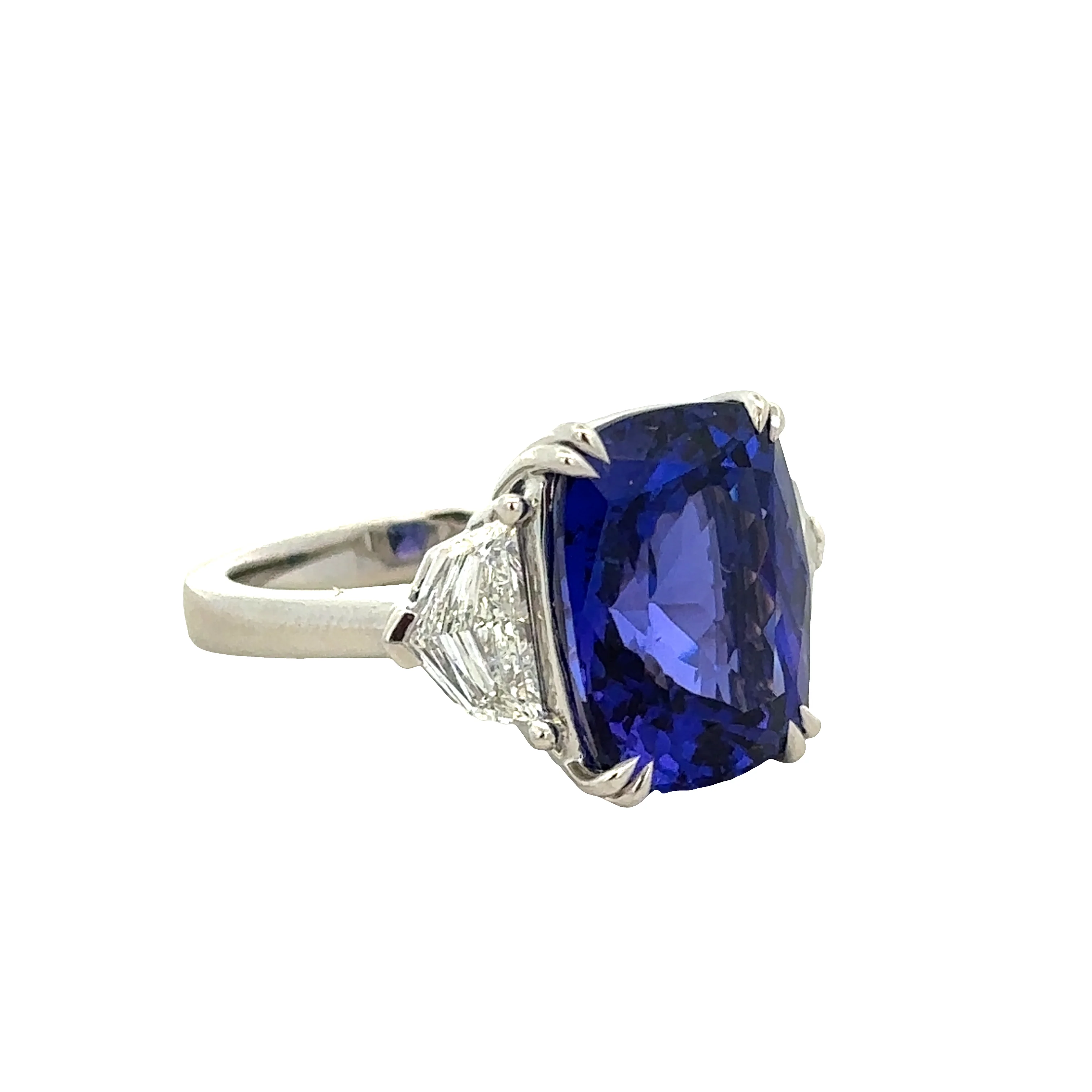 Platinum Tanzanite & Diamond Three-Stone Statement Ring – Size 7 - Image 2