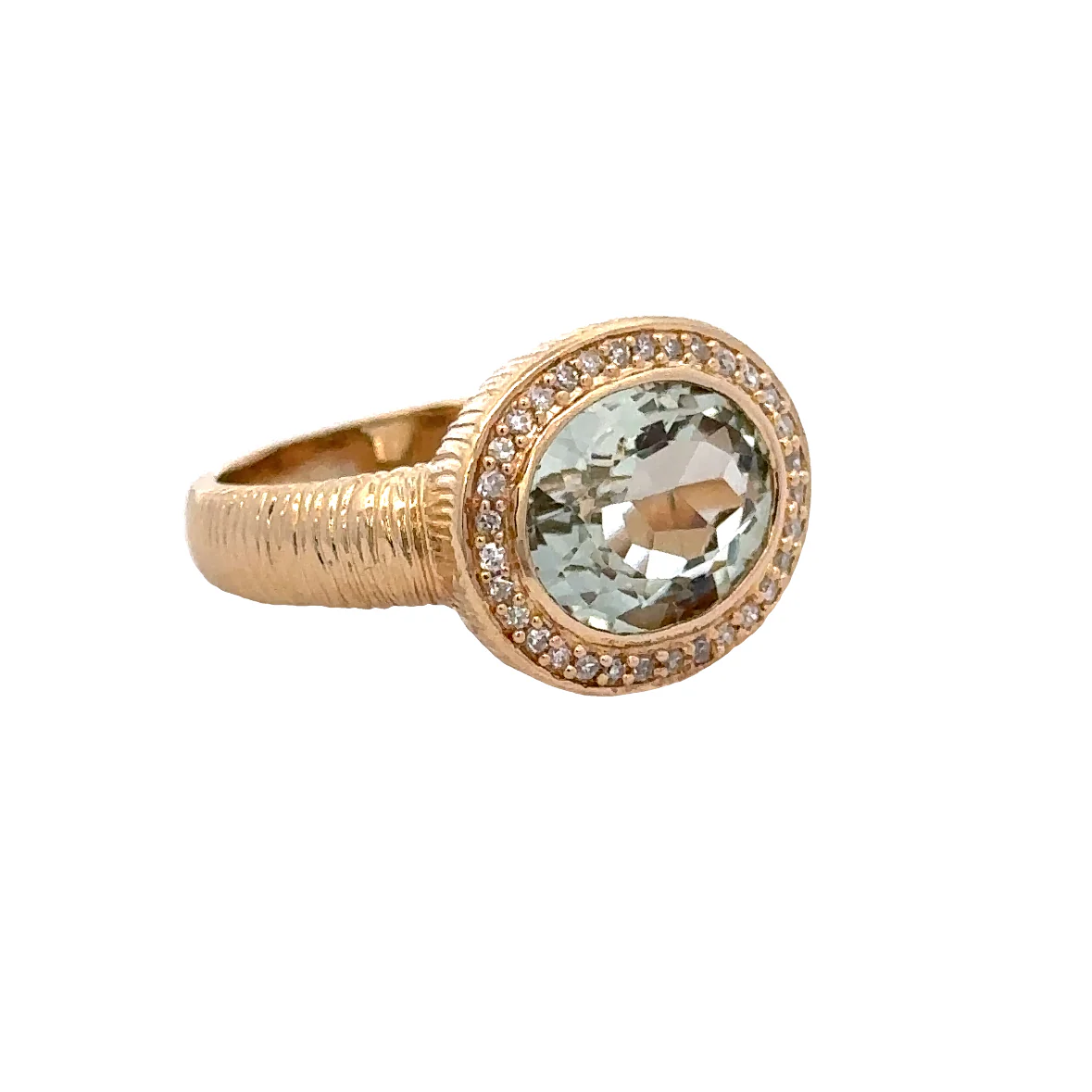 Prasiolite and Diamond Ring in Yellow Gold - Image 2