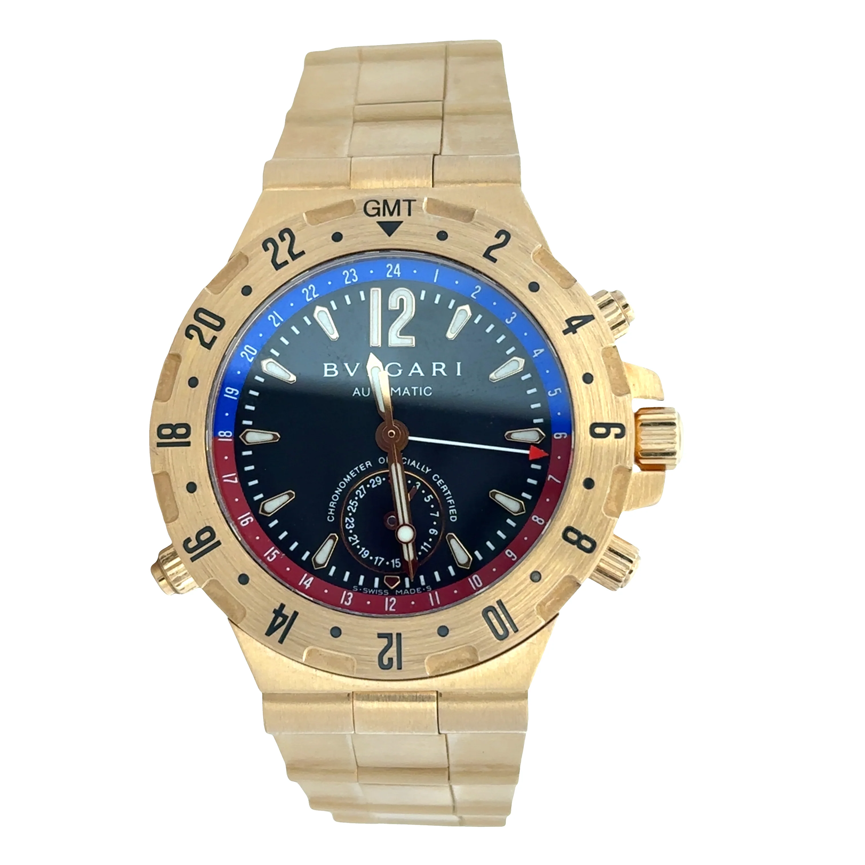Pre-Owned Bvlgari Diagono Professional GMT 18k Yellow Gold Wristwatch – 40mm