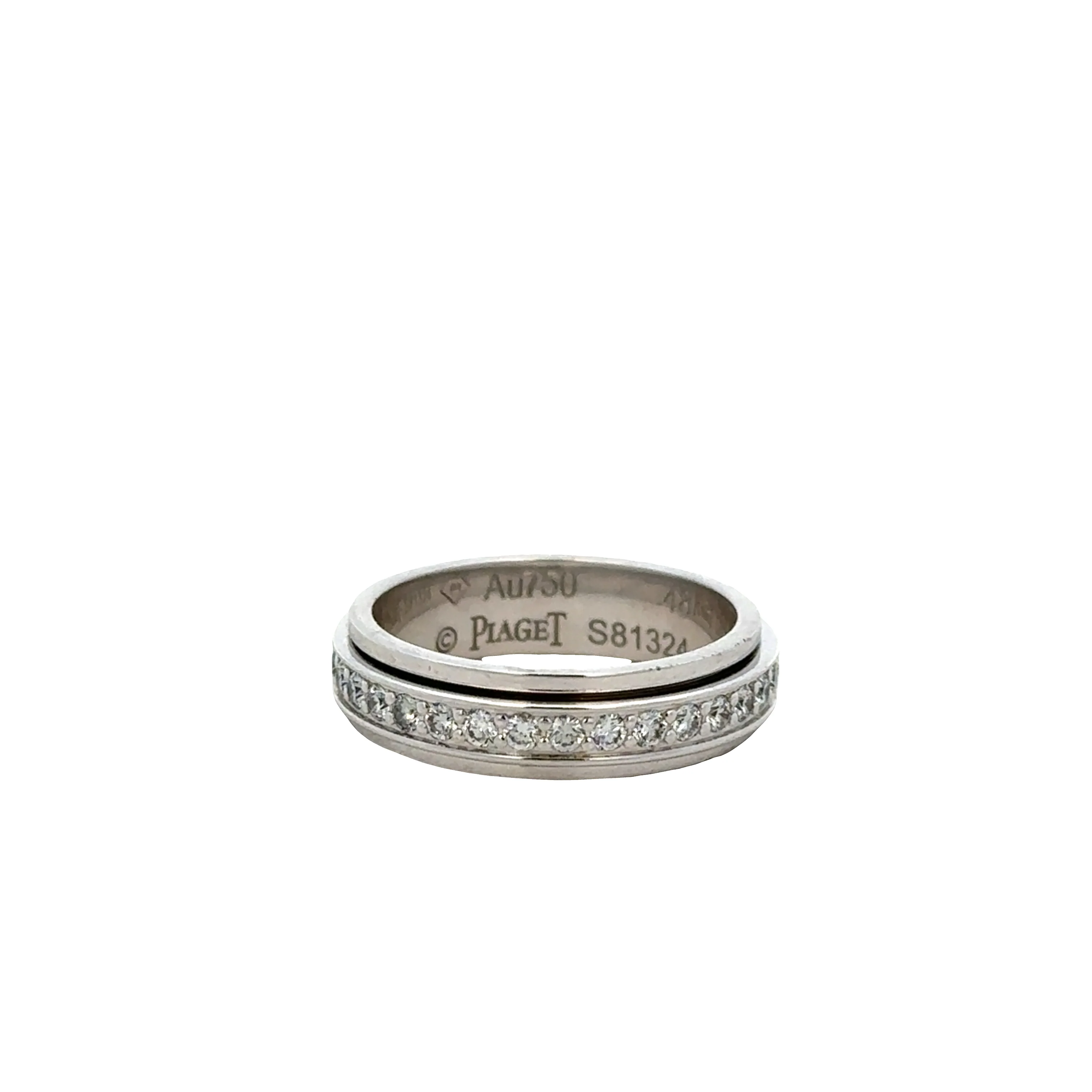 Pre-Owned Piaget 18k White Gold Diamond Spinner Band Ring – Size 4.5 - Image 2