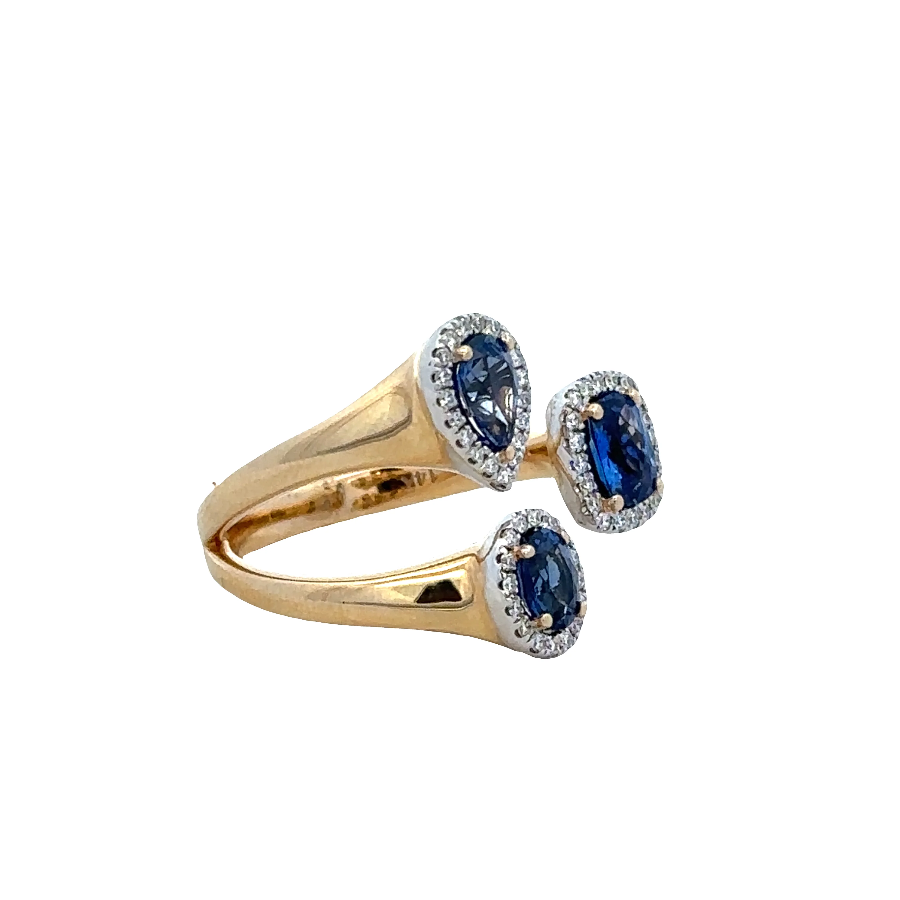 Sapphire and Diamond Bypass Ring in Two Tone Gold - Image 2