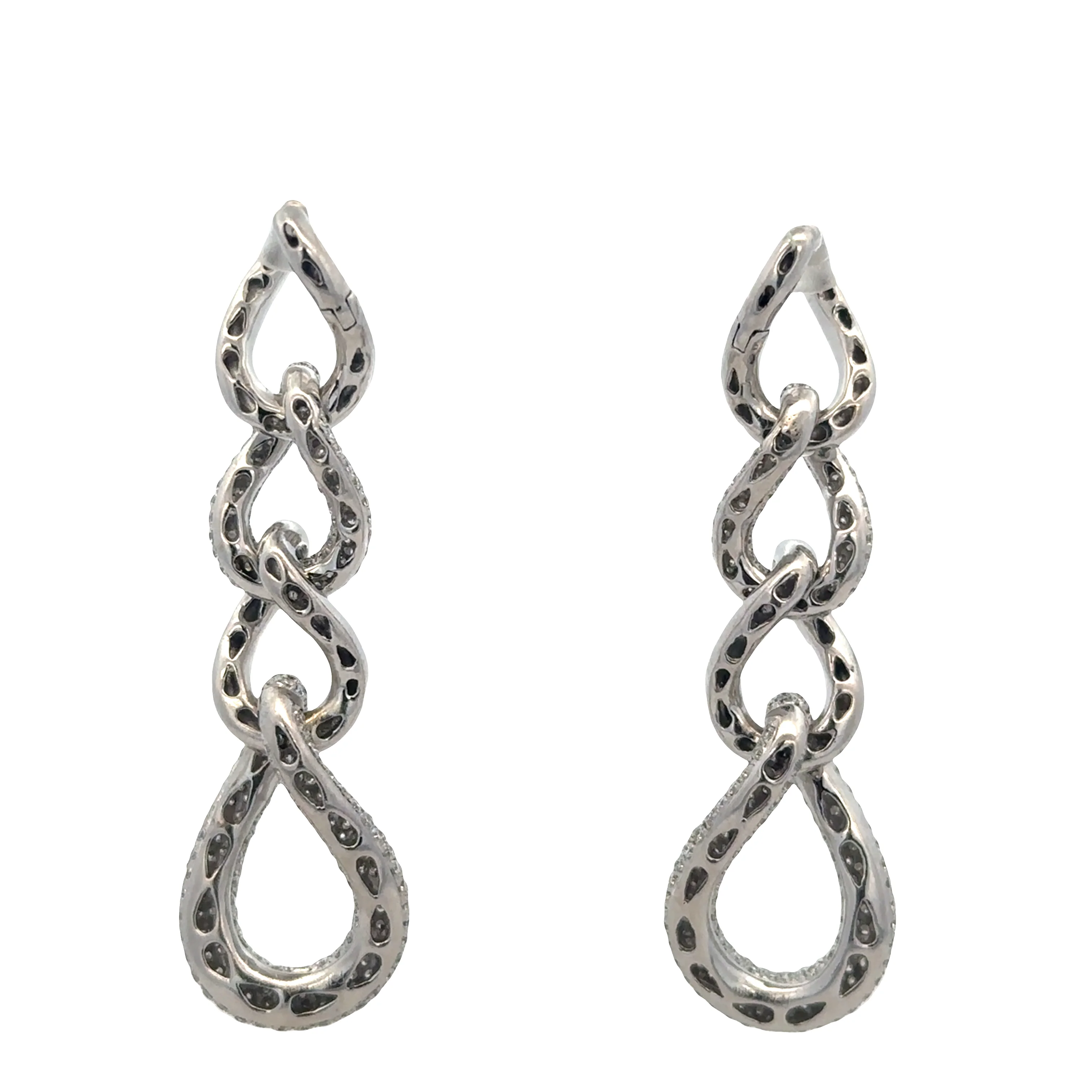 Statement Modern 18k White Gold Diamond Dangle Earrings - Image 2