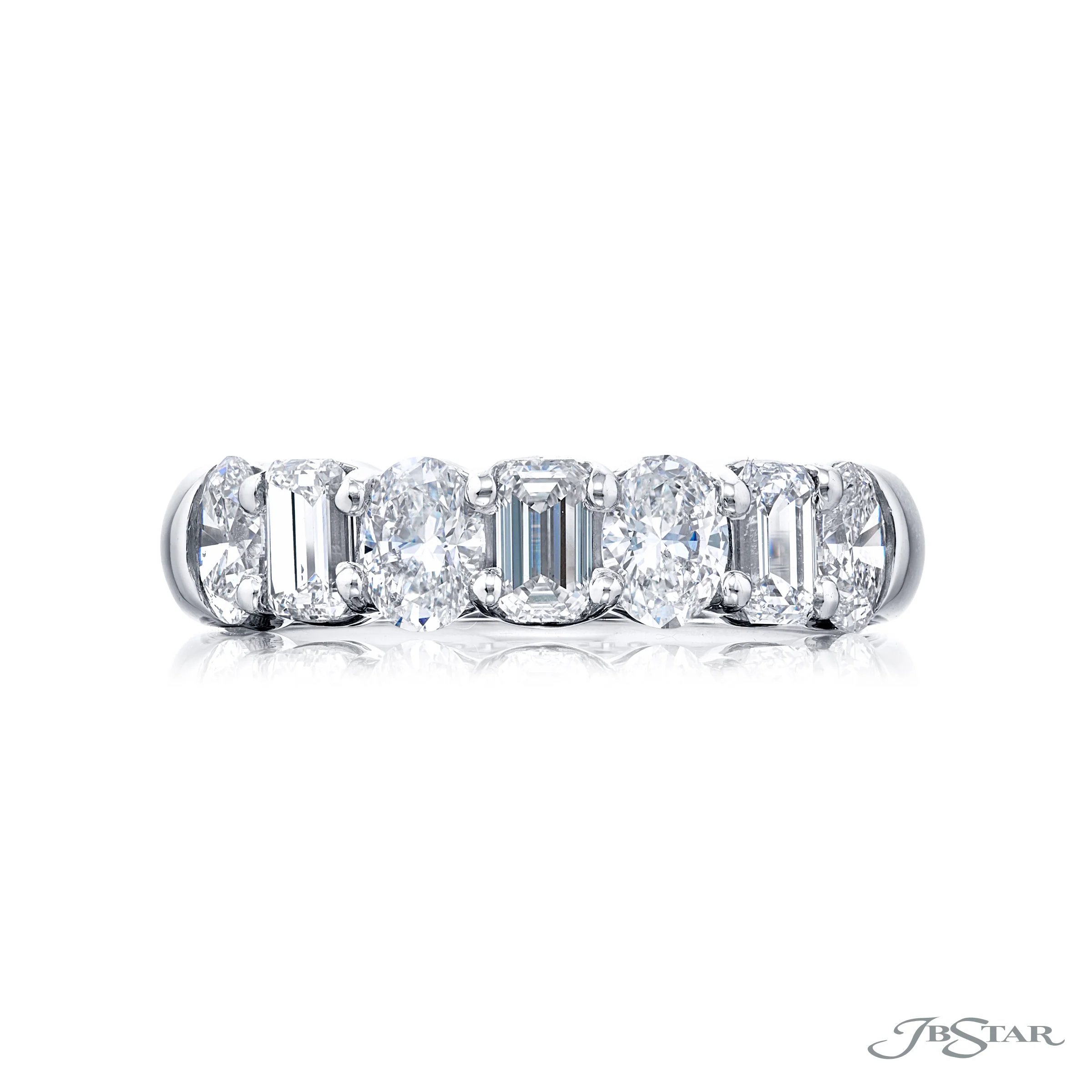 Statement Platinum Band with Oval and Emerald Cut Diamonds – 2.00 Carats