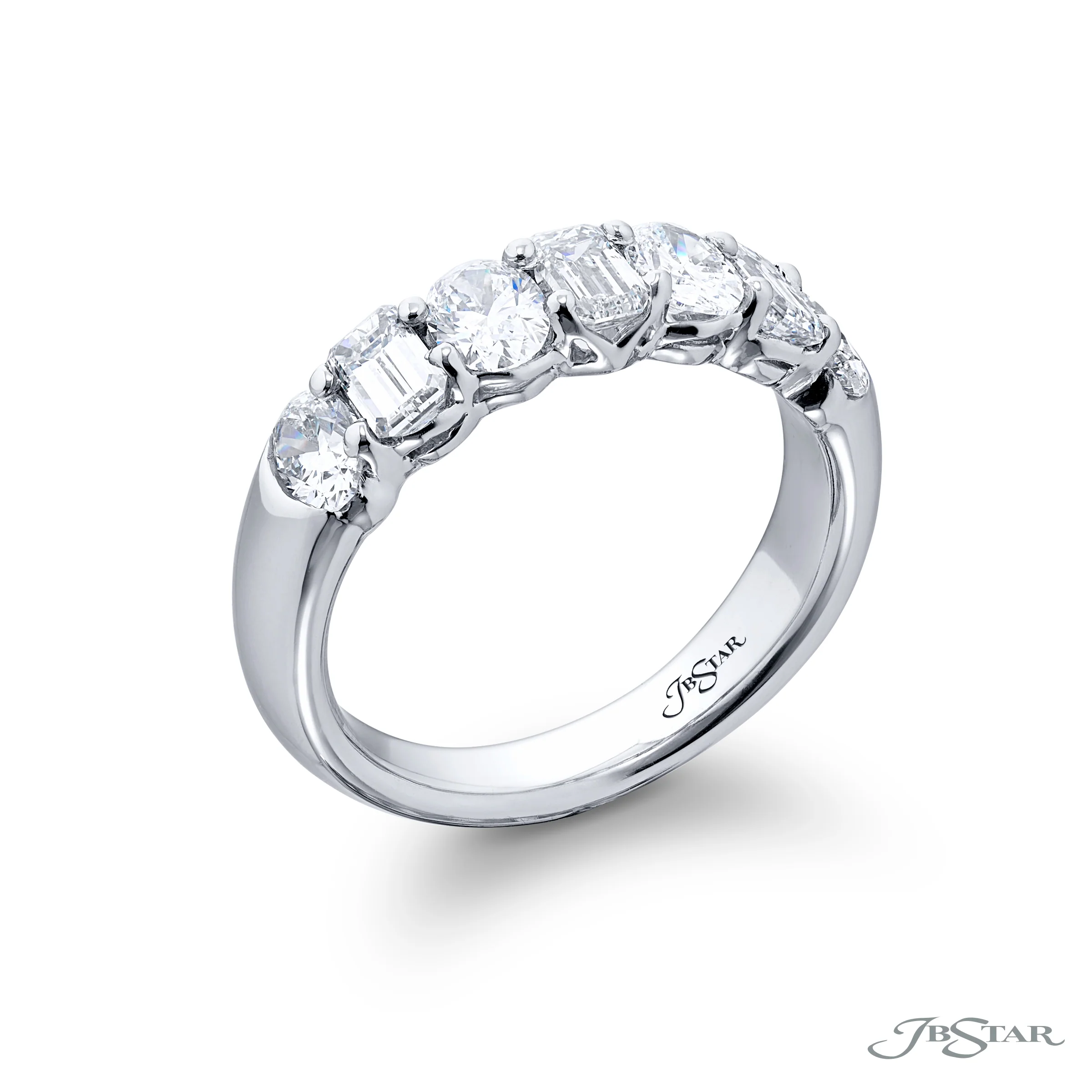 Statement Platinum Band with Oval and Emerald Cut Diamonds – 2.00 Carats - Image 2