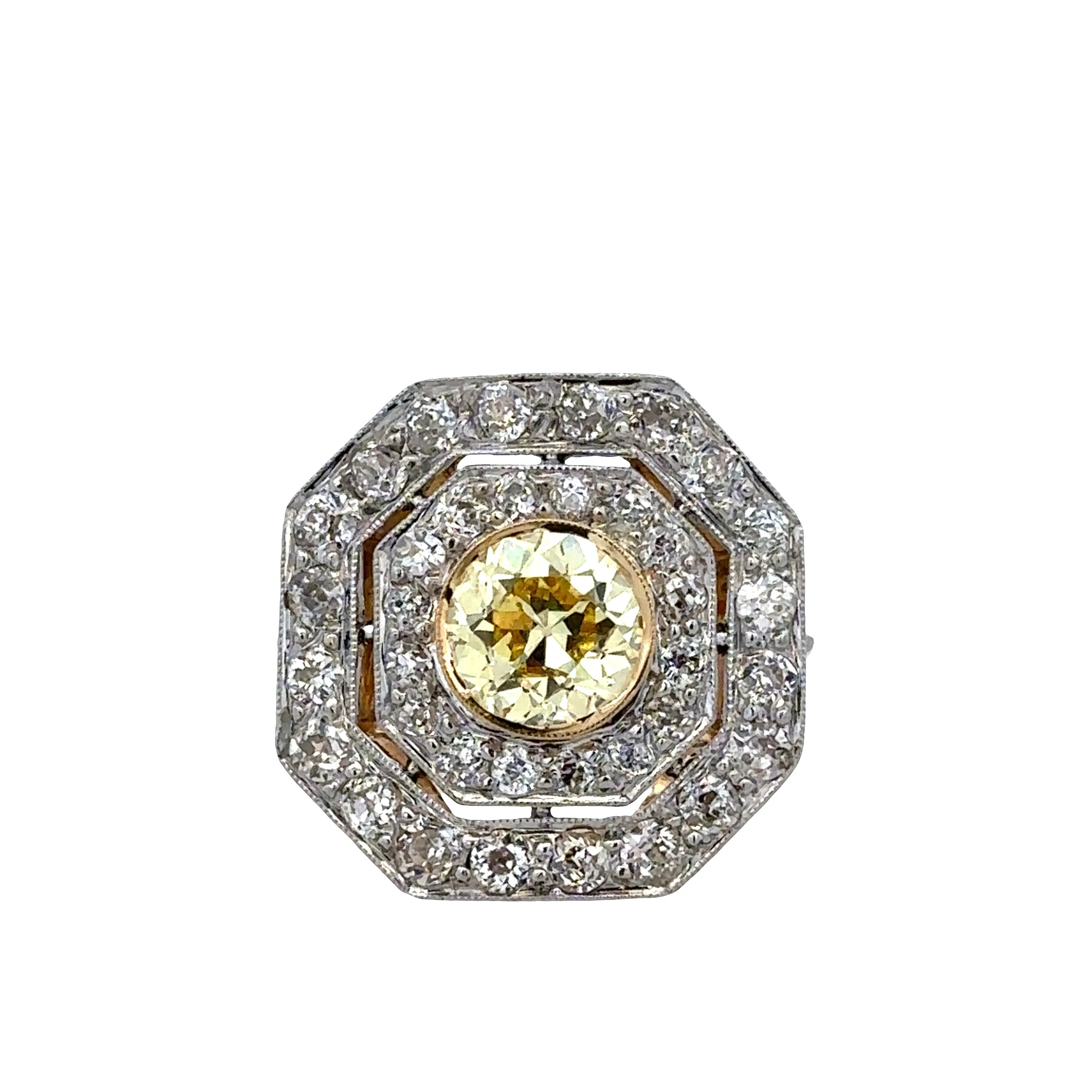 Stunning Antique Edwardian Platinum & 14k Yellow Gold Diamond Ring – Size 5.25
