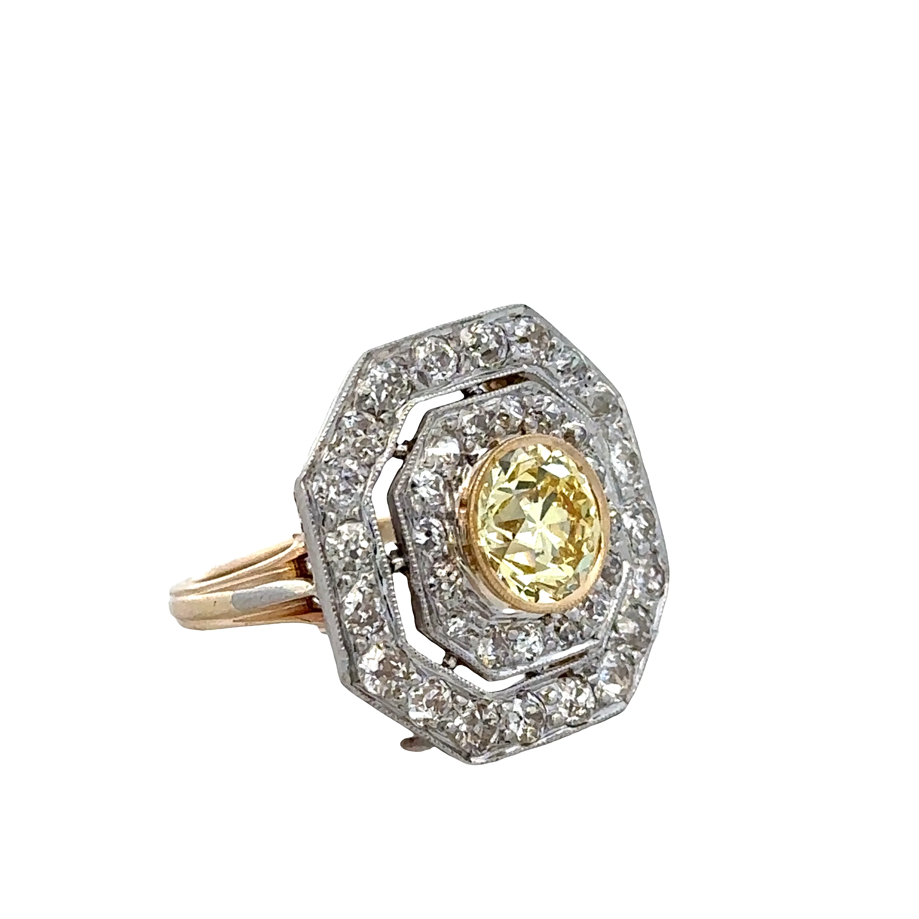 Stunning Antique Edwardian Platinum & 14k Yellow Gold Diamond Ring – Size 5.25 - Image 2