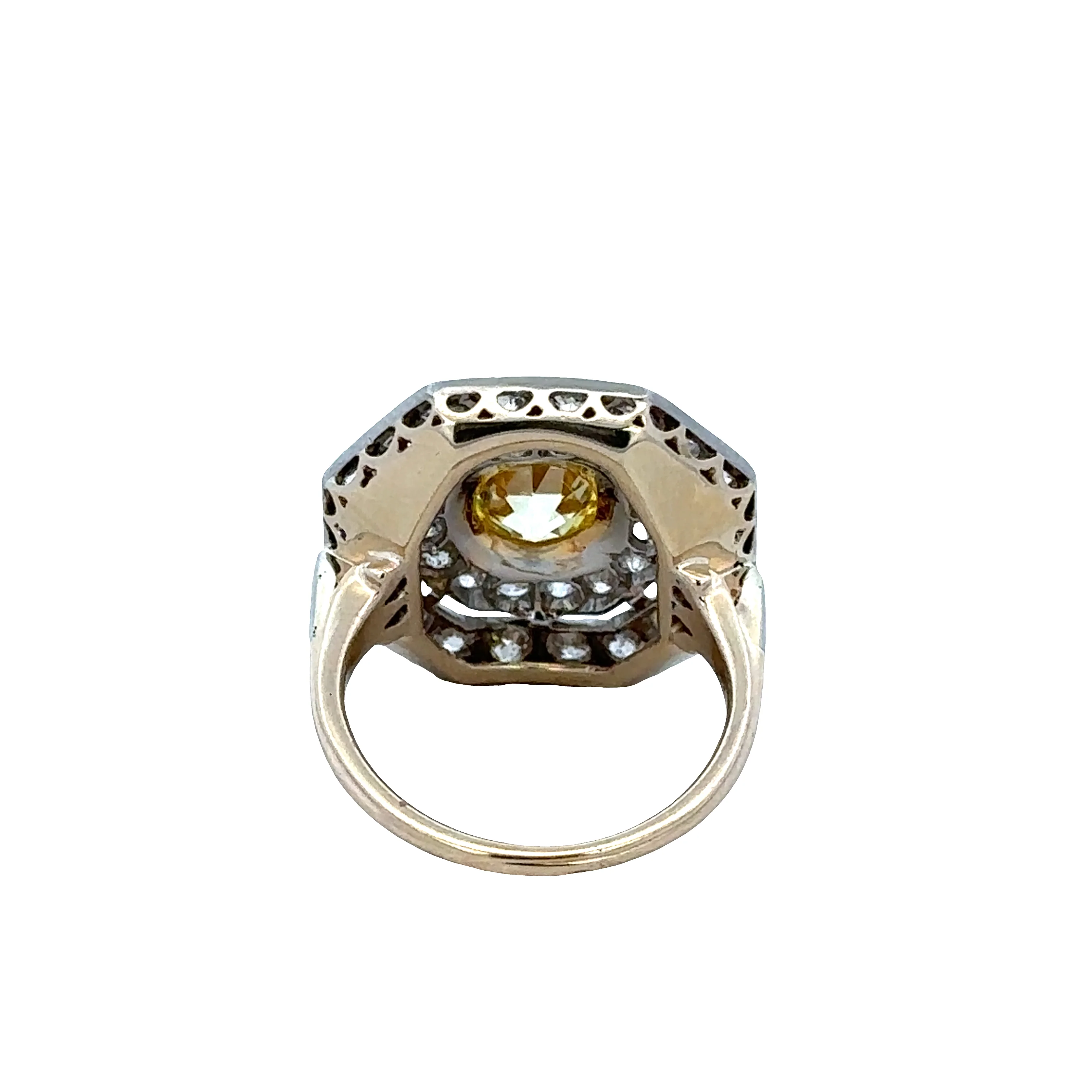 Stunning Antique Edwardian Platinum & 14k Yellow Gold Diamond Ring – Size 5.25 - Image 3