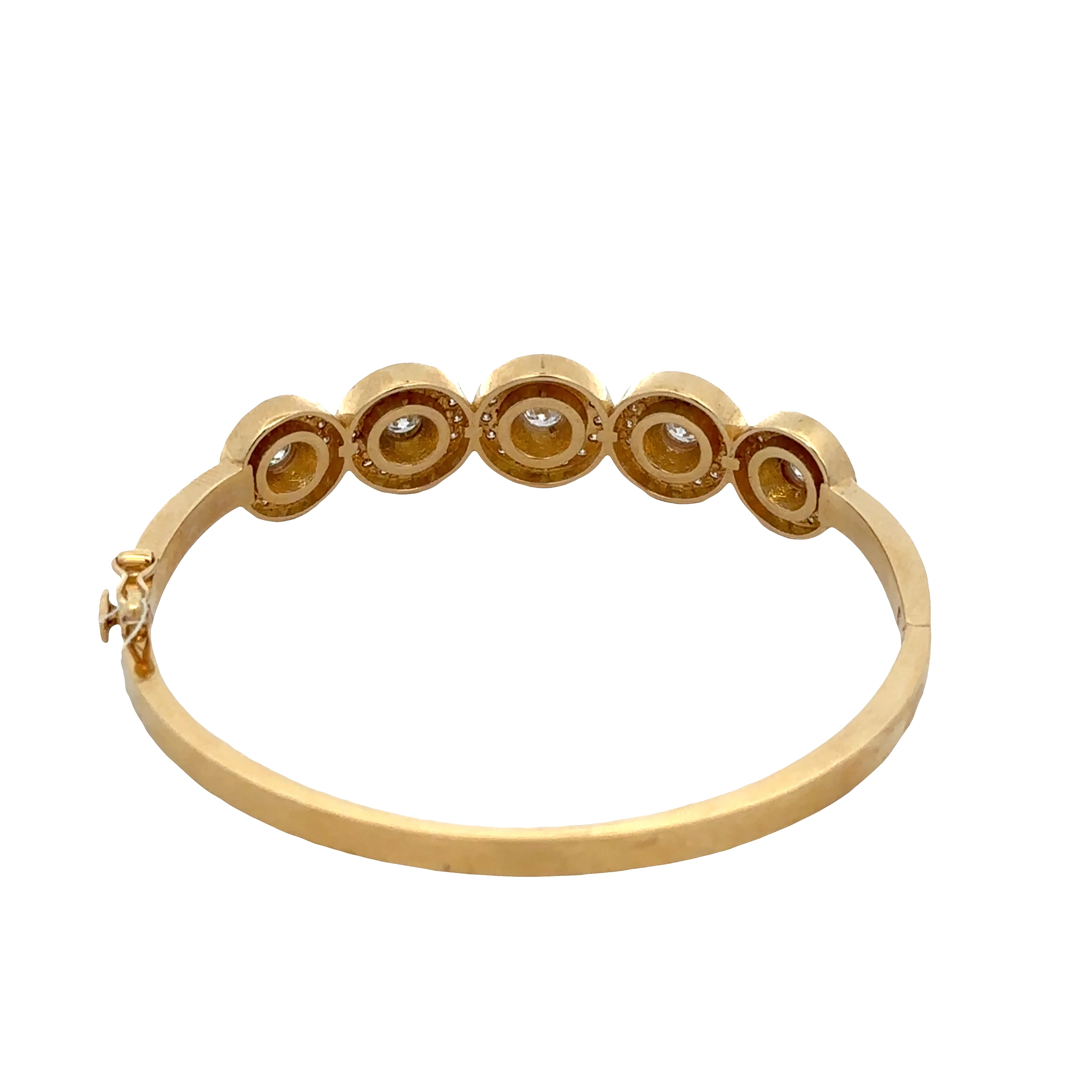 Substantial 18k Yellow Gold Diamond Halo Bangle Bracelet – 2.57 Carats Total Weight - Image 3