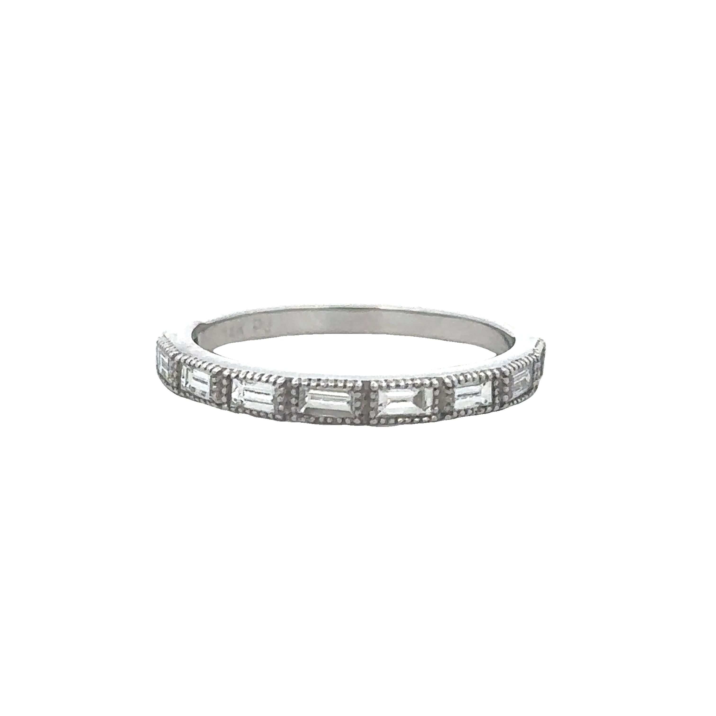 Thin Baguette Cut Diamond Band in White Gold