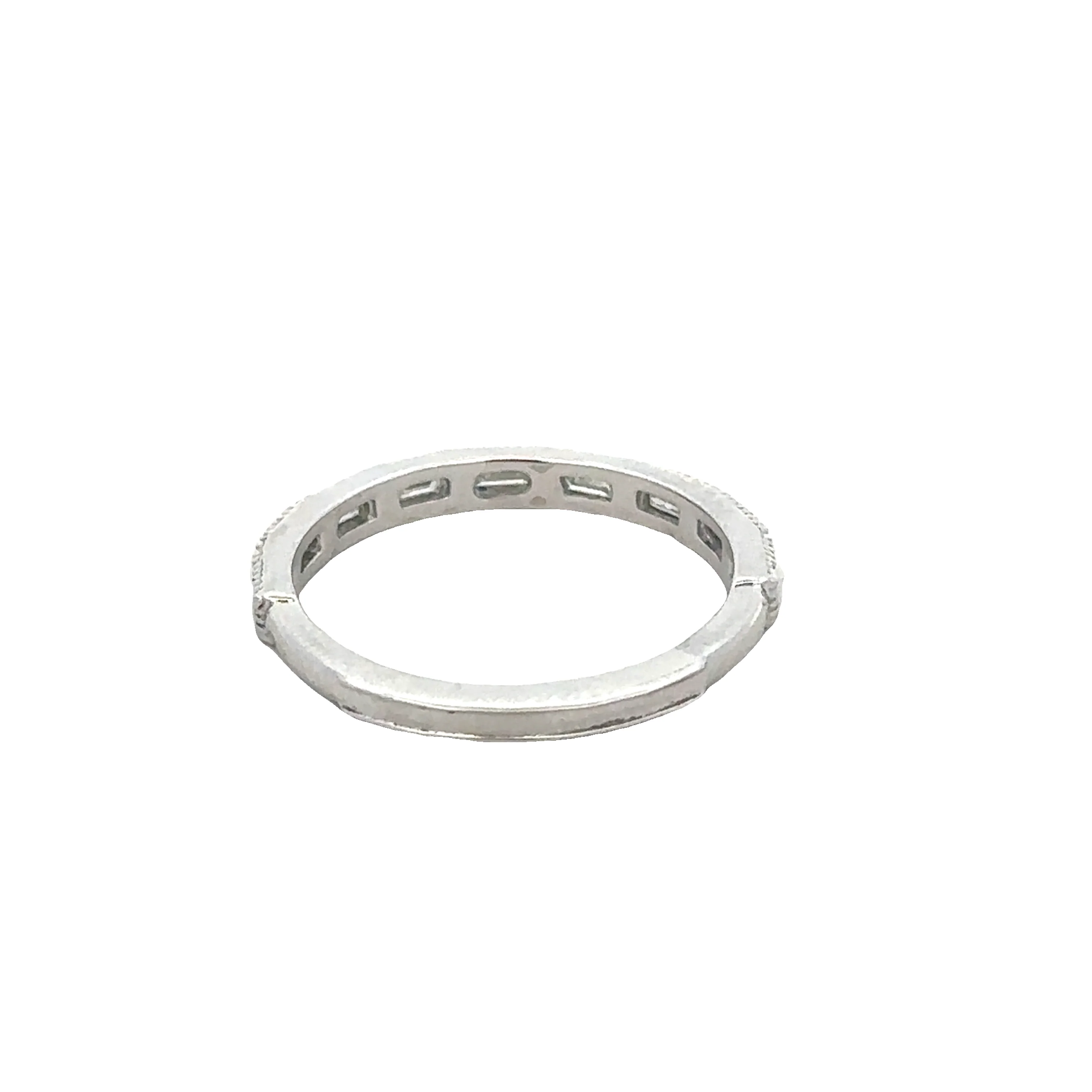 Thin Baguette Cut Diamond Band in White Gold - Image 3