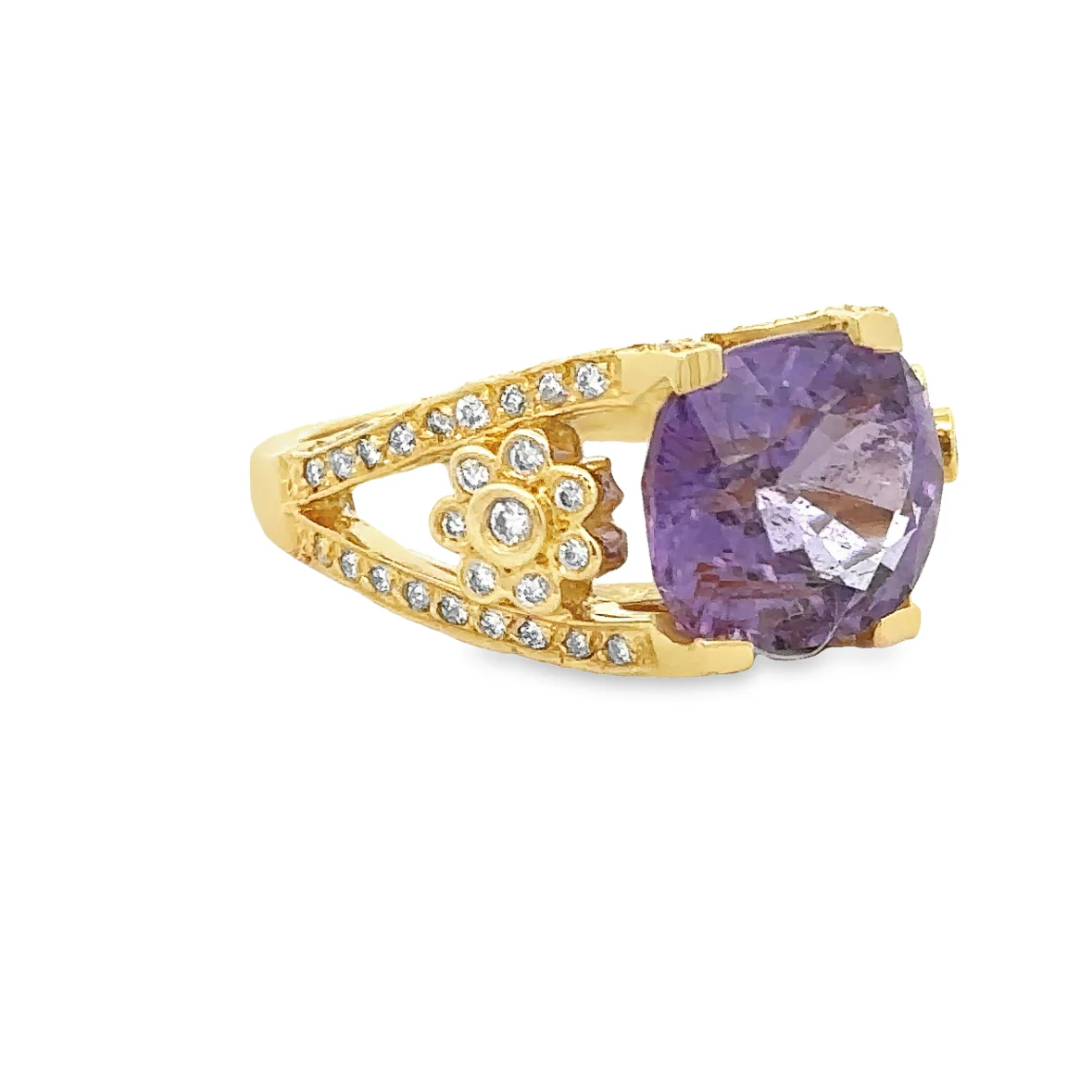 Tourmaline and Diamond Ring in 18k Yellow Gold - Image 2