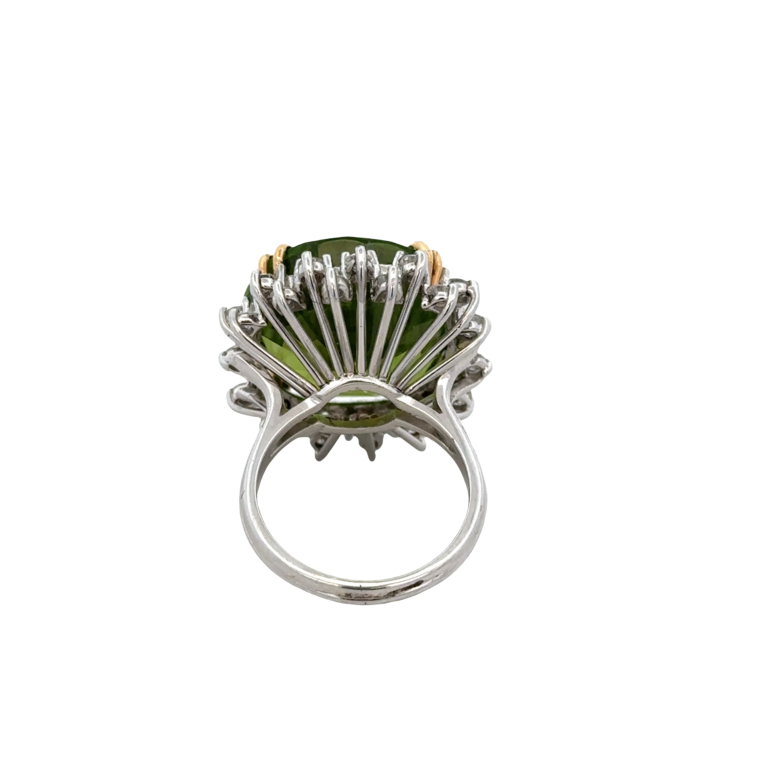 Vintage 14k White Gold Peridot and Diamond Halo Ring – Size 7 - Image 3