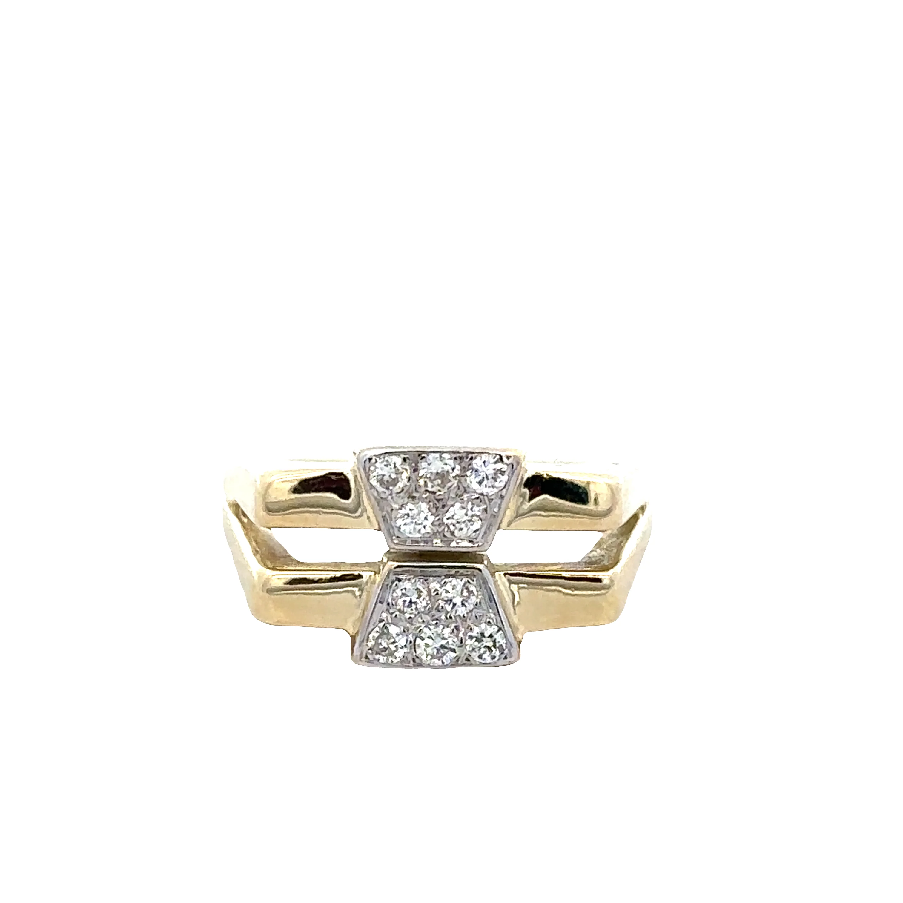 Vintage 14k Yellow Gold Old European Cut Diamond Double Shank Ring – Size 6.75
