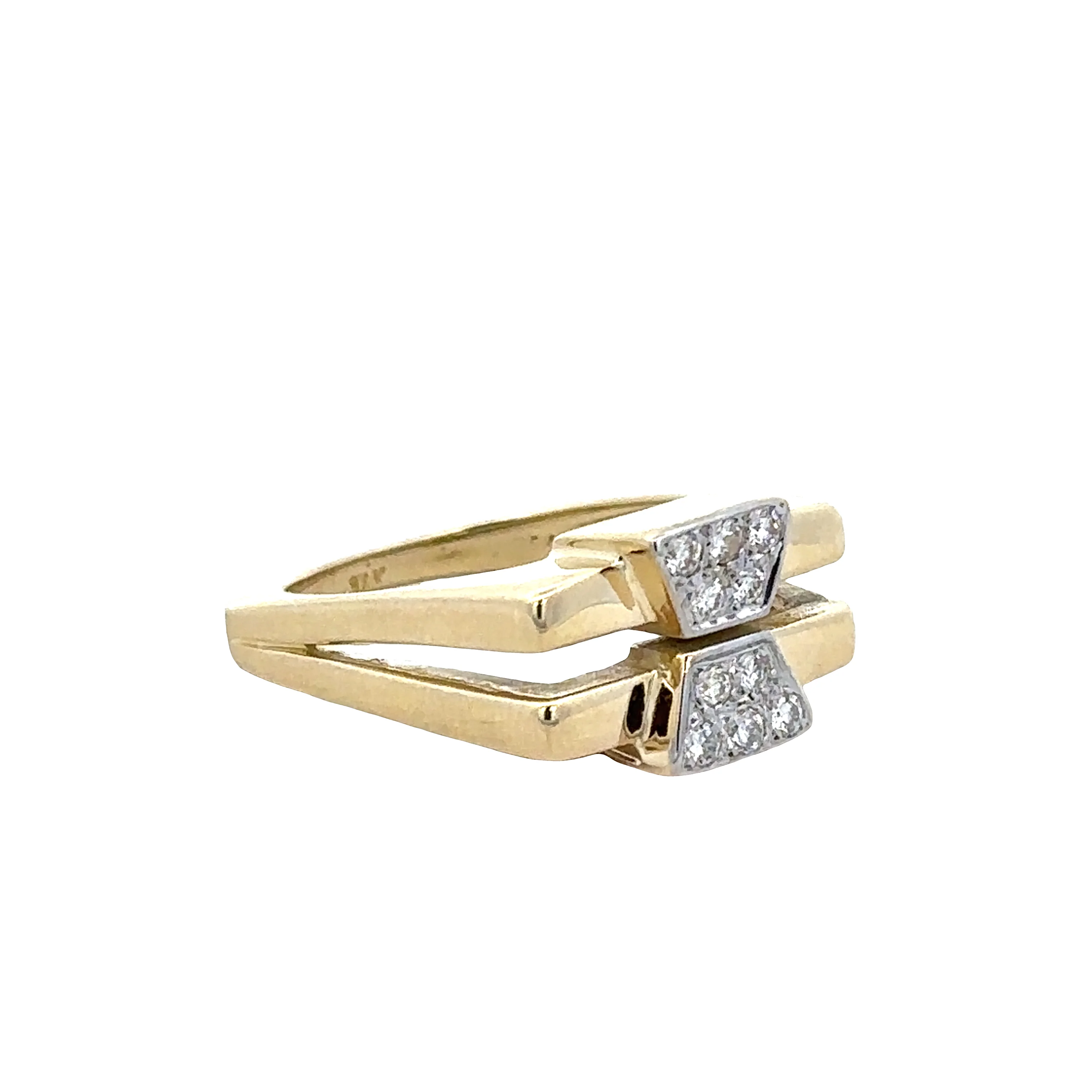 Vintage 14k Yellow Gold Old European Cut Diamond Double Shank Ring – Size 6.75 - Image 2