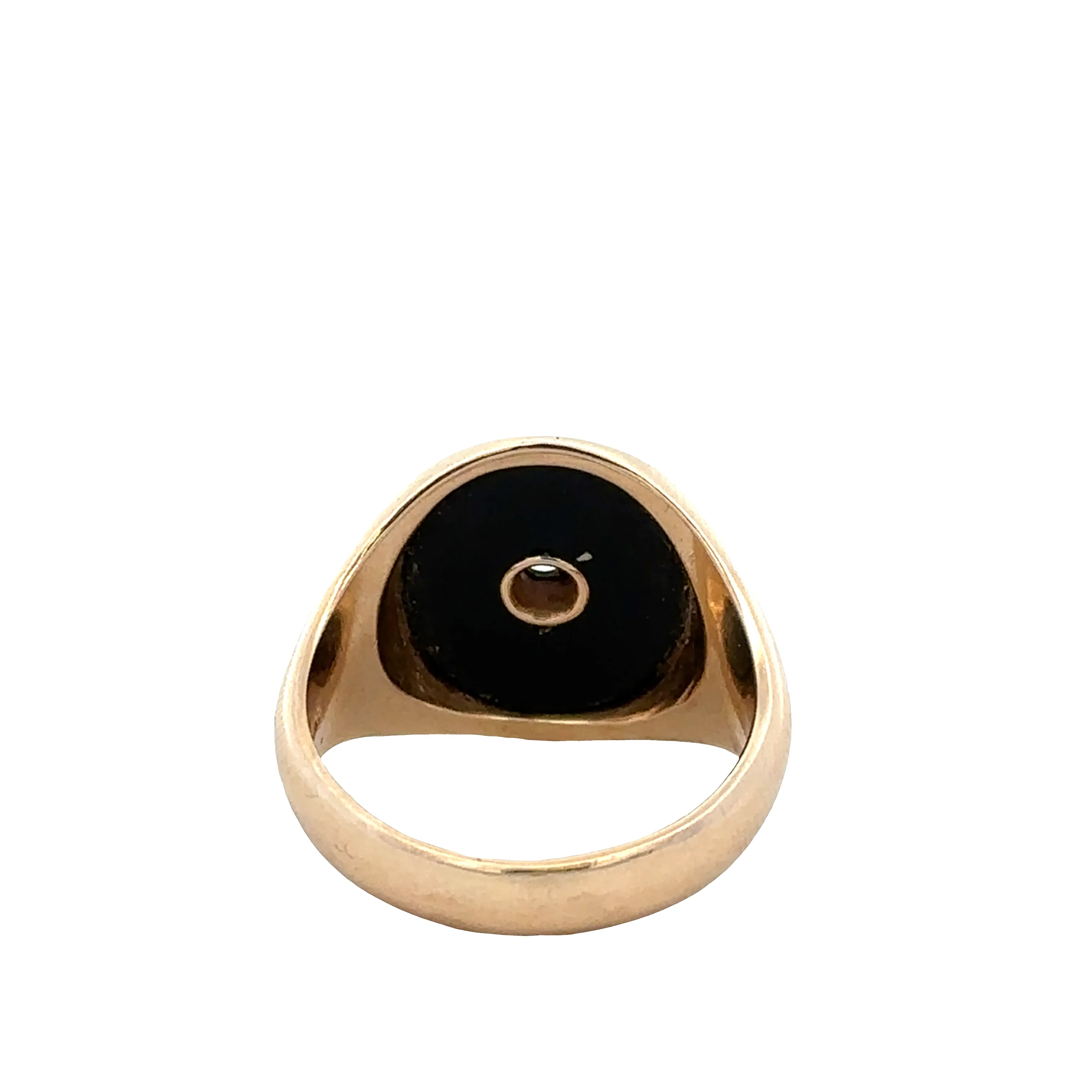 Vintage 14k Yellow Gold Onyx & Diamond Signet Ring – Size 10 - Image 3