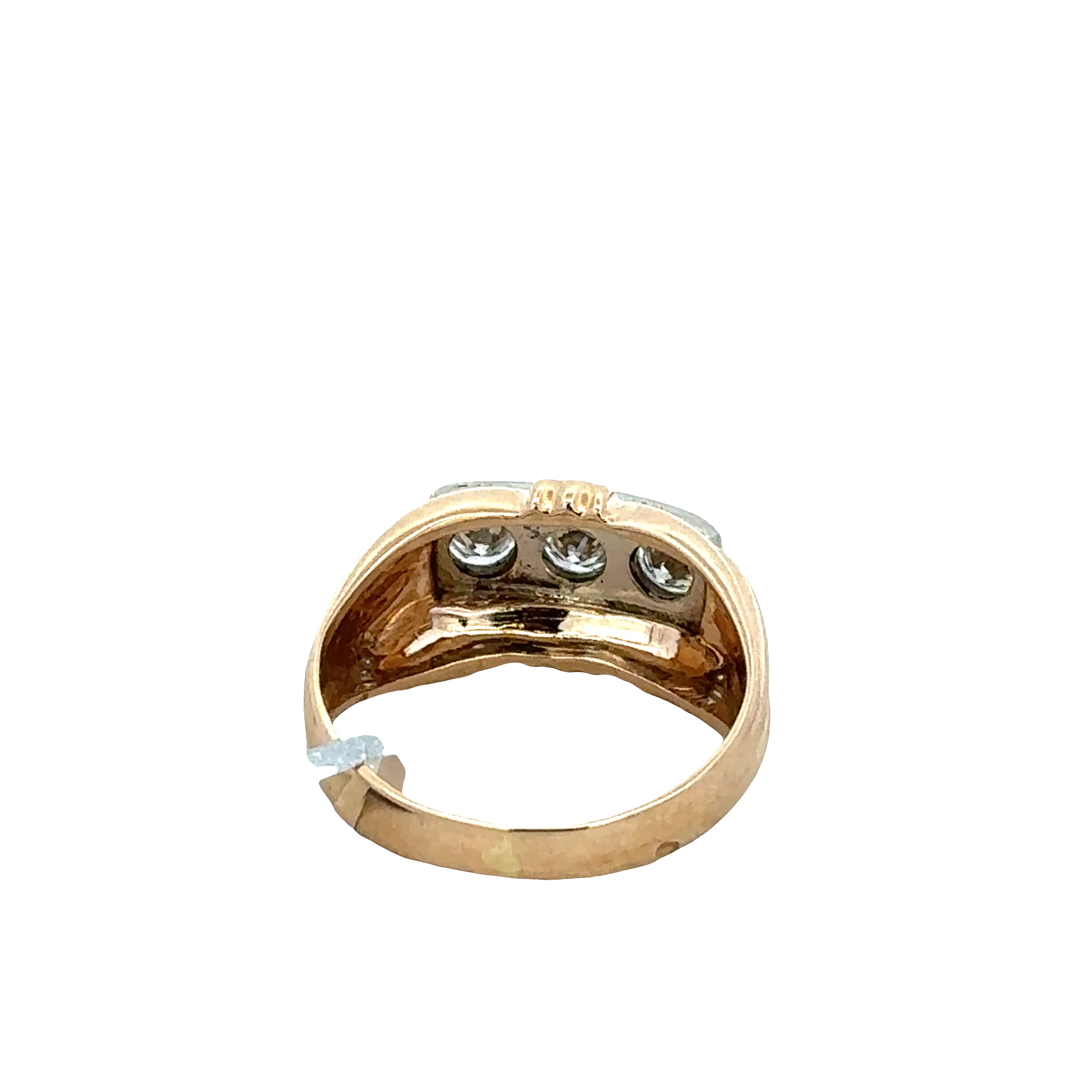 Vintage 14k Yellow & White Gold Gents Diamond Ring – Size 9 - Image 3