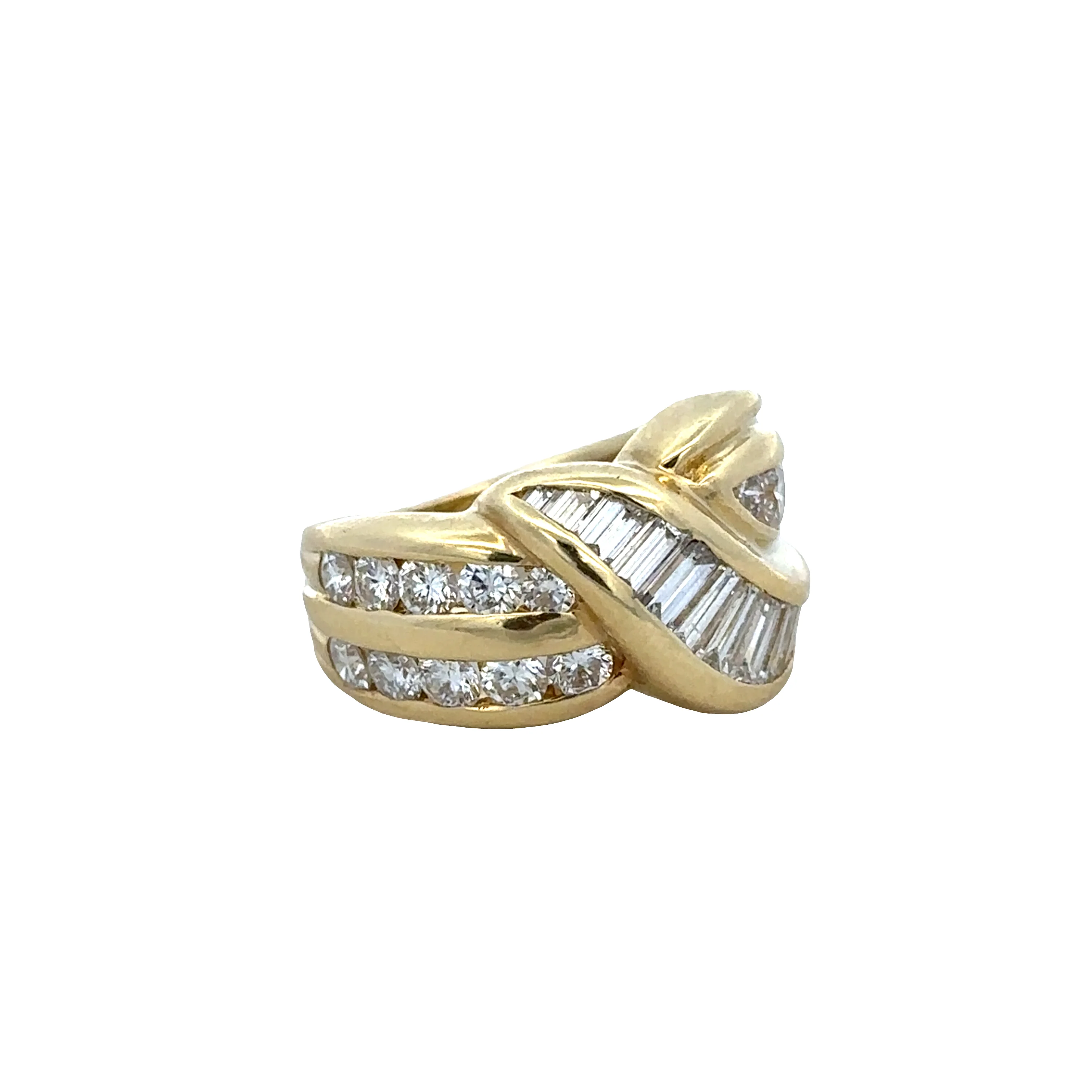 Vintage 18k Yellow Gold Baguette & Round Diamond Band – Size 4.75 - Image 2