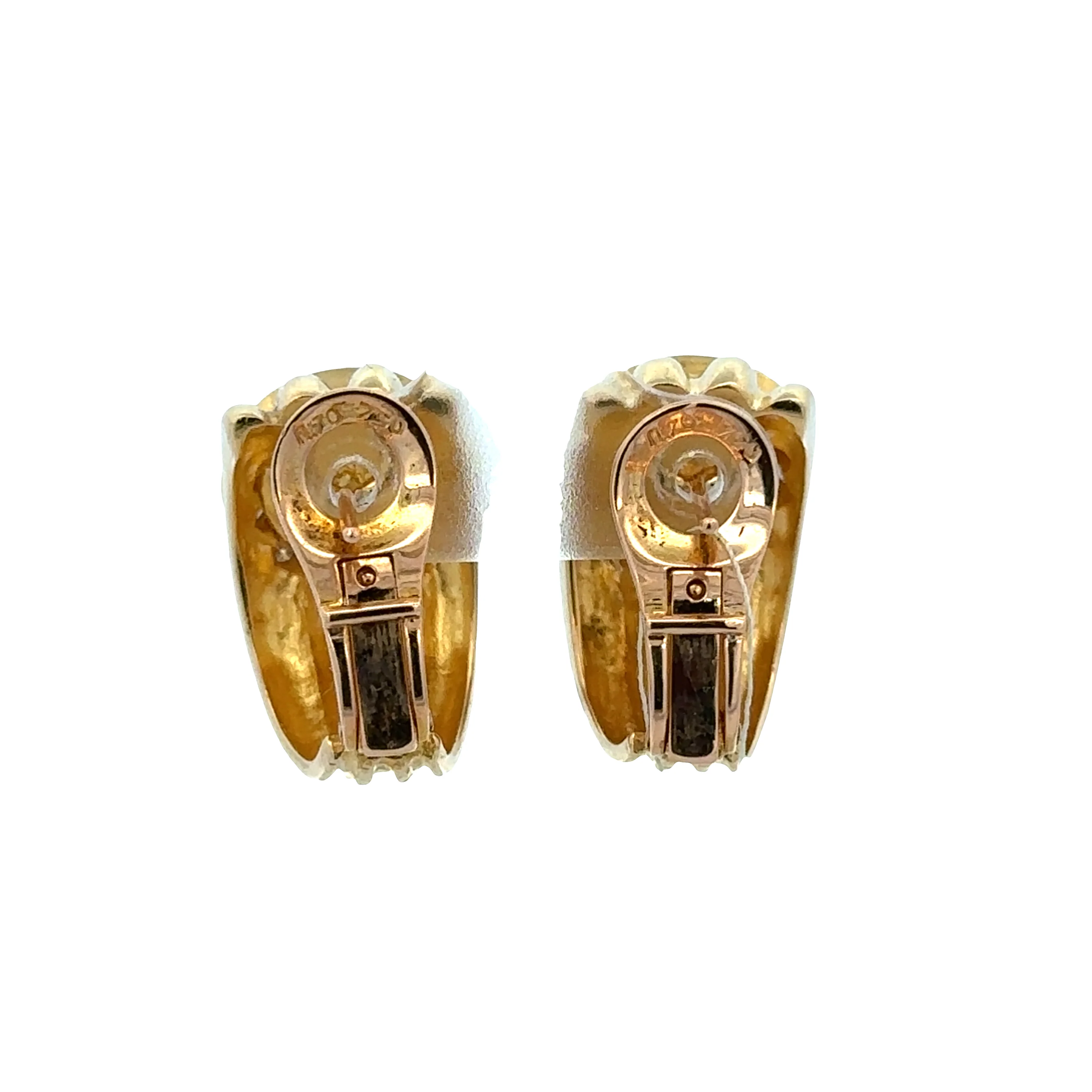 Vintage 18k Yellow Gold Diamond Ancient Coin-Style Huggie Earrings - Image 3