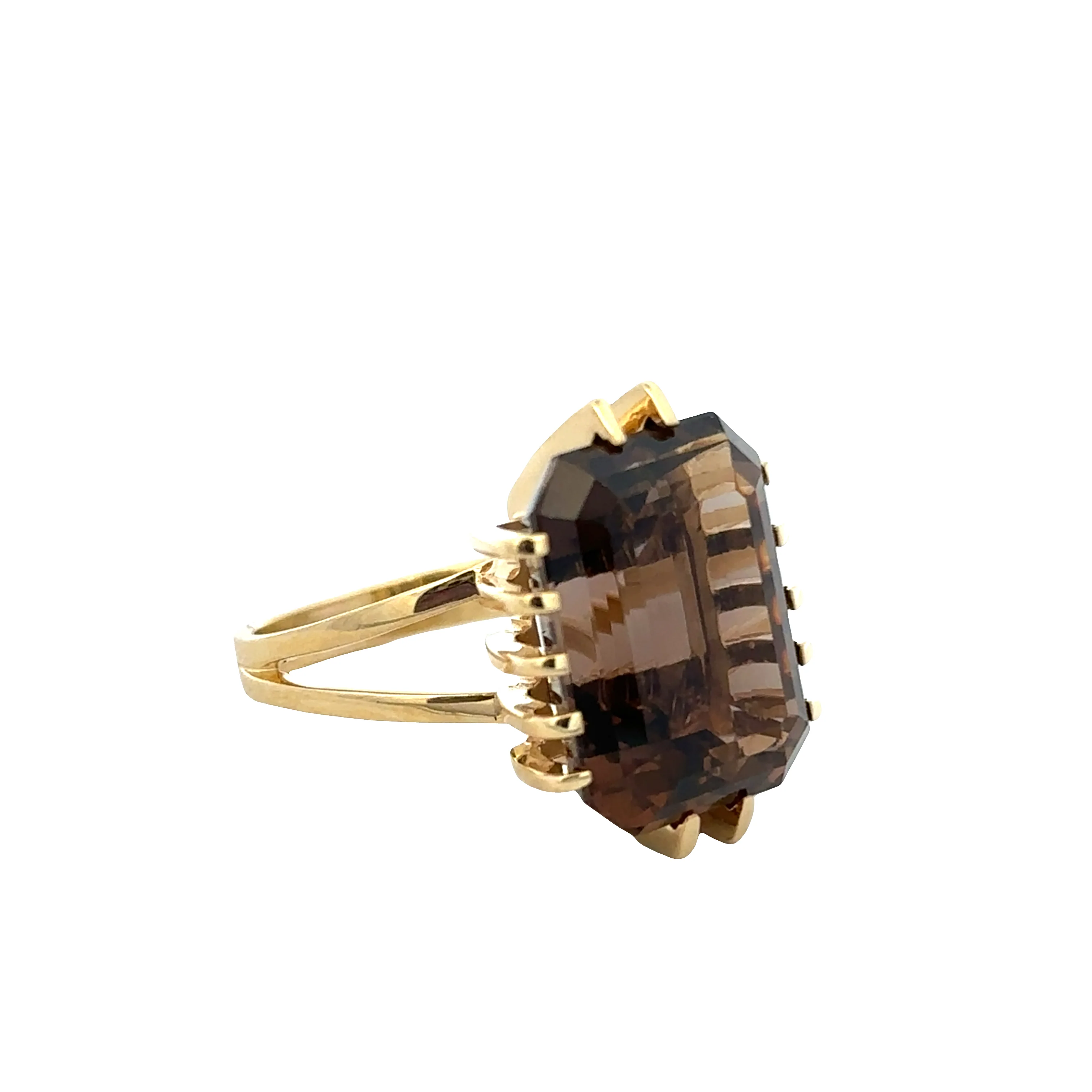 Vintage 18k Yellow Gold Ring with 13.19 Carat Smoky Quartz - Image 3